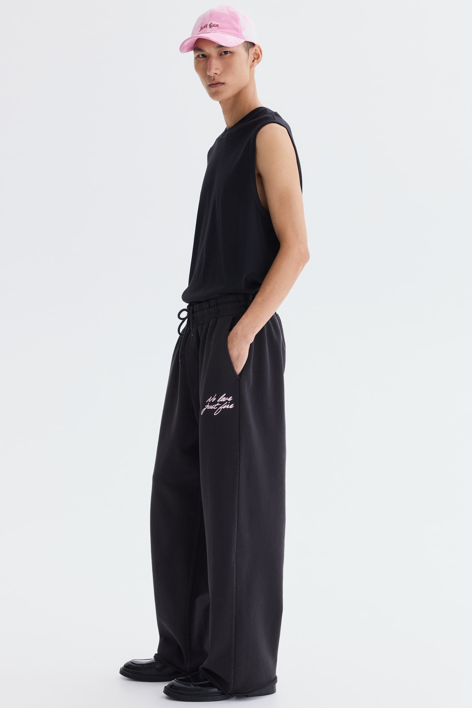 Relaxed Fit Cotton joggers - Black/No Love Just Fire/Pink/Just Love - 3
