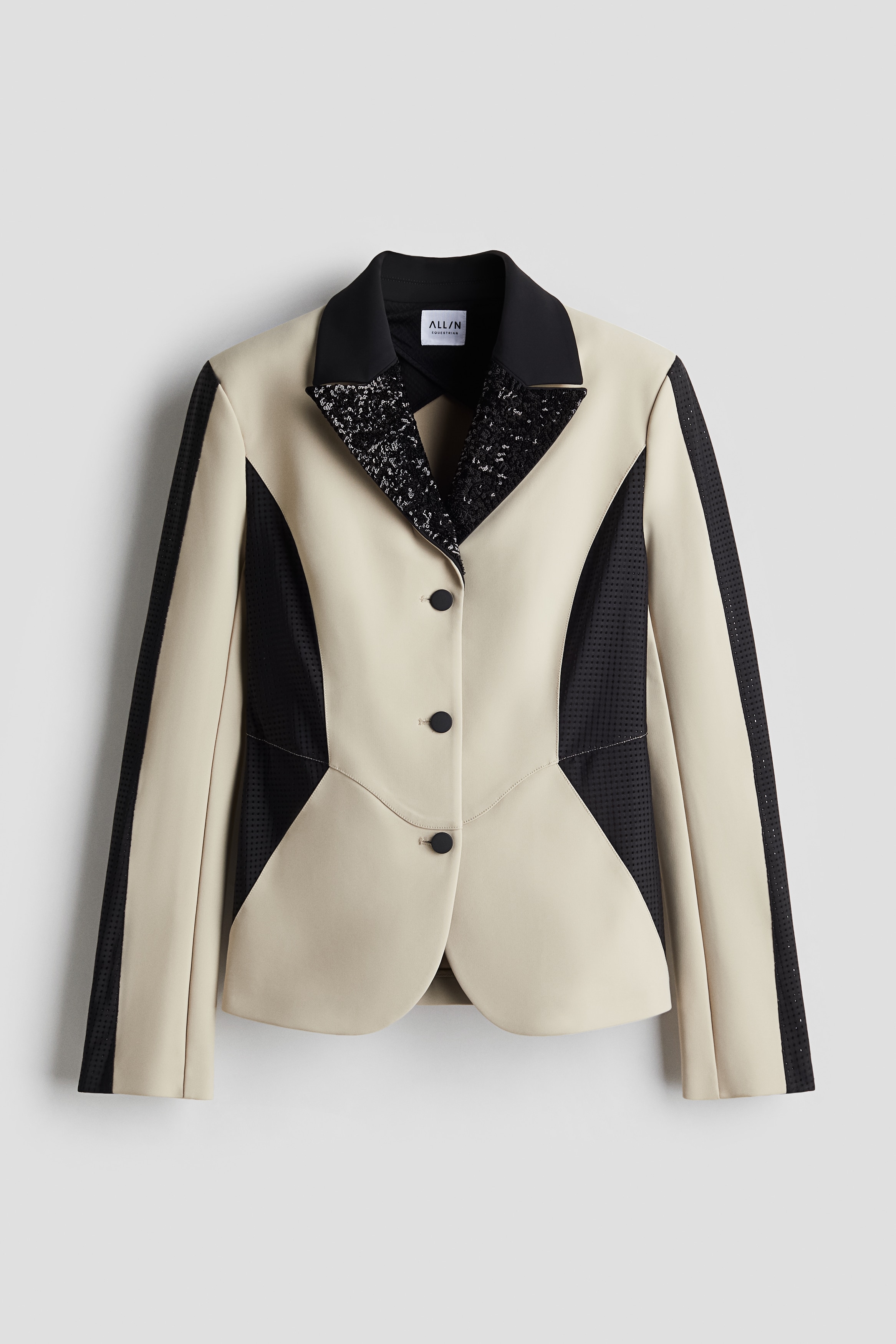 H&M Move - Dame - Lys Beige/Sort Show-jakke pyntet med paljetter - Size: M