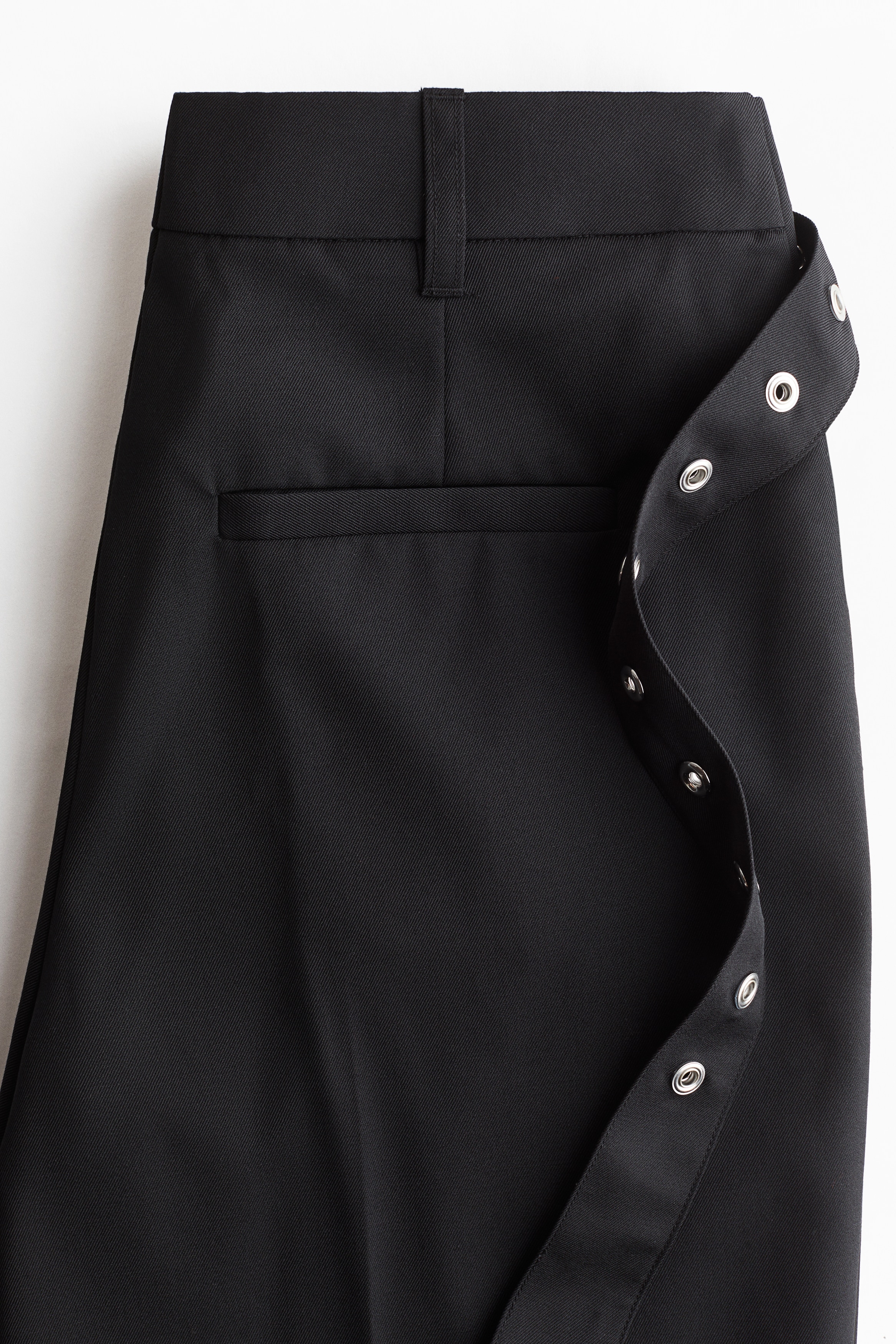 Wool-blend wrap-detail trousers