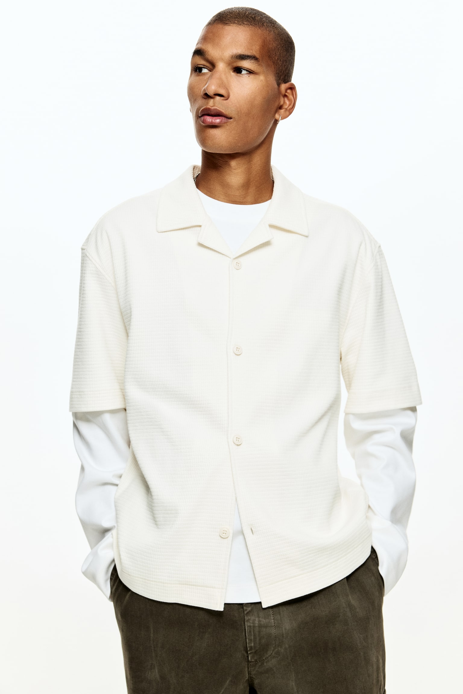 Loose-Fit Shirt - White/Dark gray/Light gray - 4