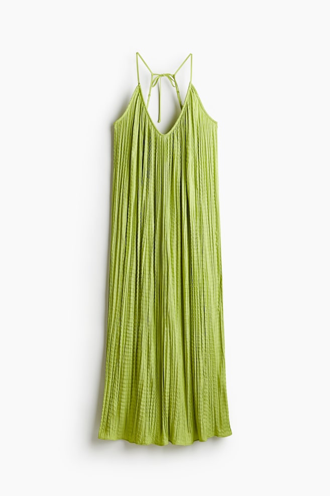 Vestido plisado con tirantes espagueti - Verde lima - 1