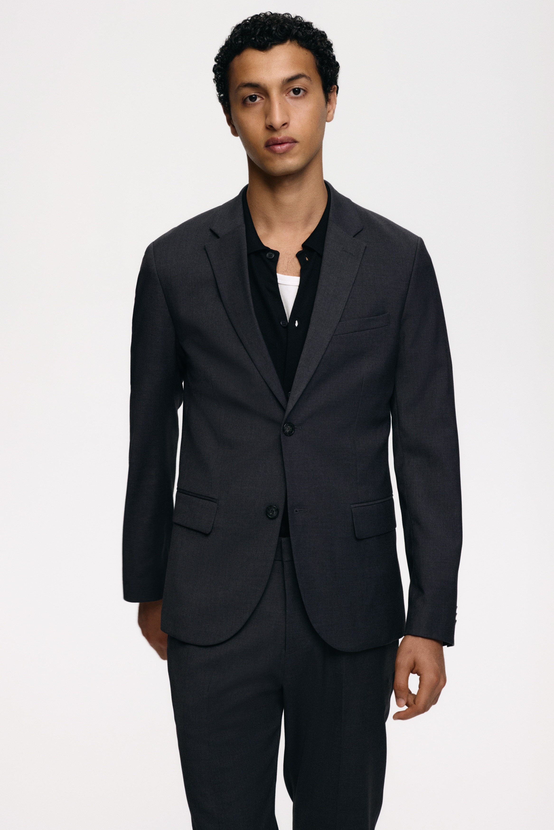 Saco Skinny Fit de botonadura sencilla - Gris oscuro/Azul oscuro/Negro