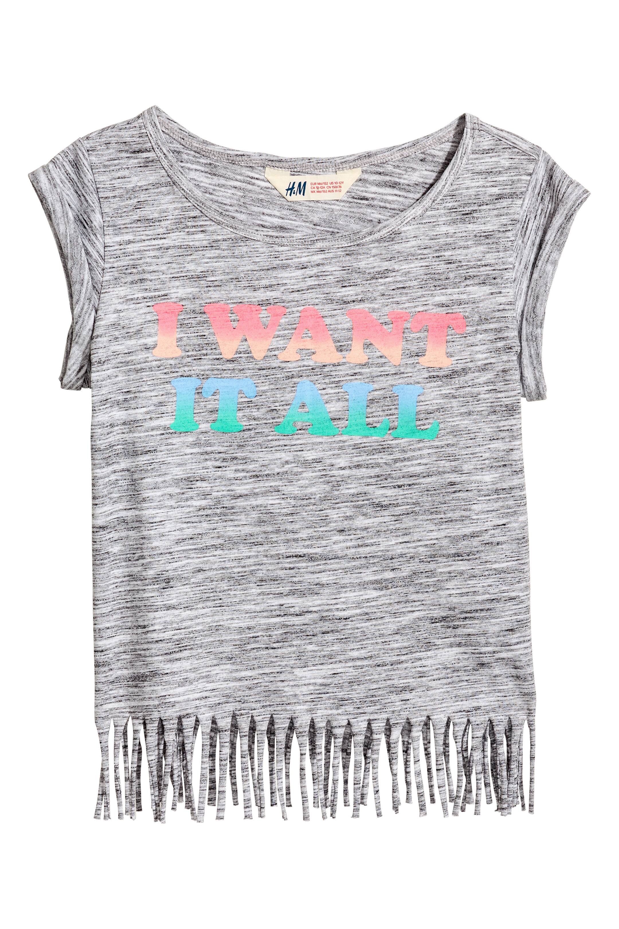 View larger image: Fringed top - Grey marl - Kids | H&M GB 1