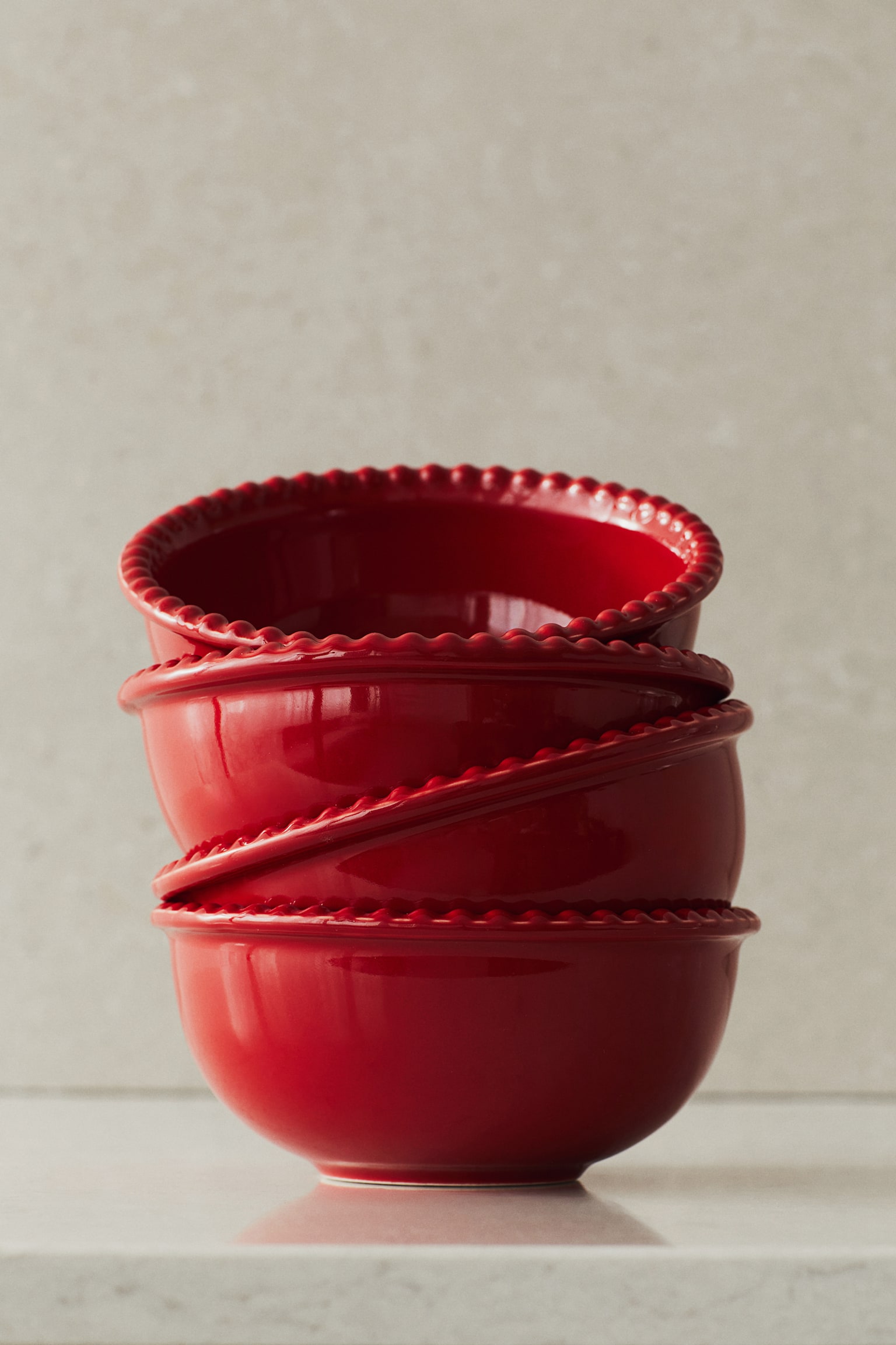 Stoneware bowl - Red/White - 2