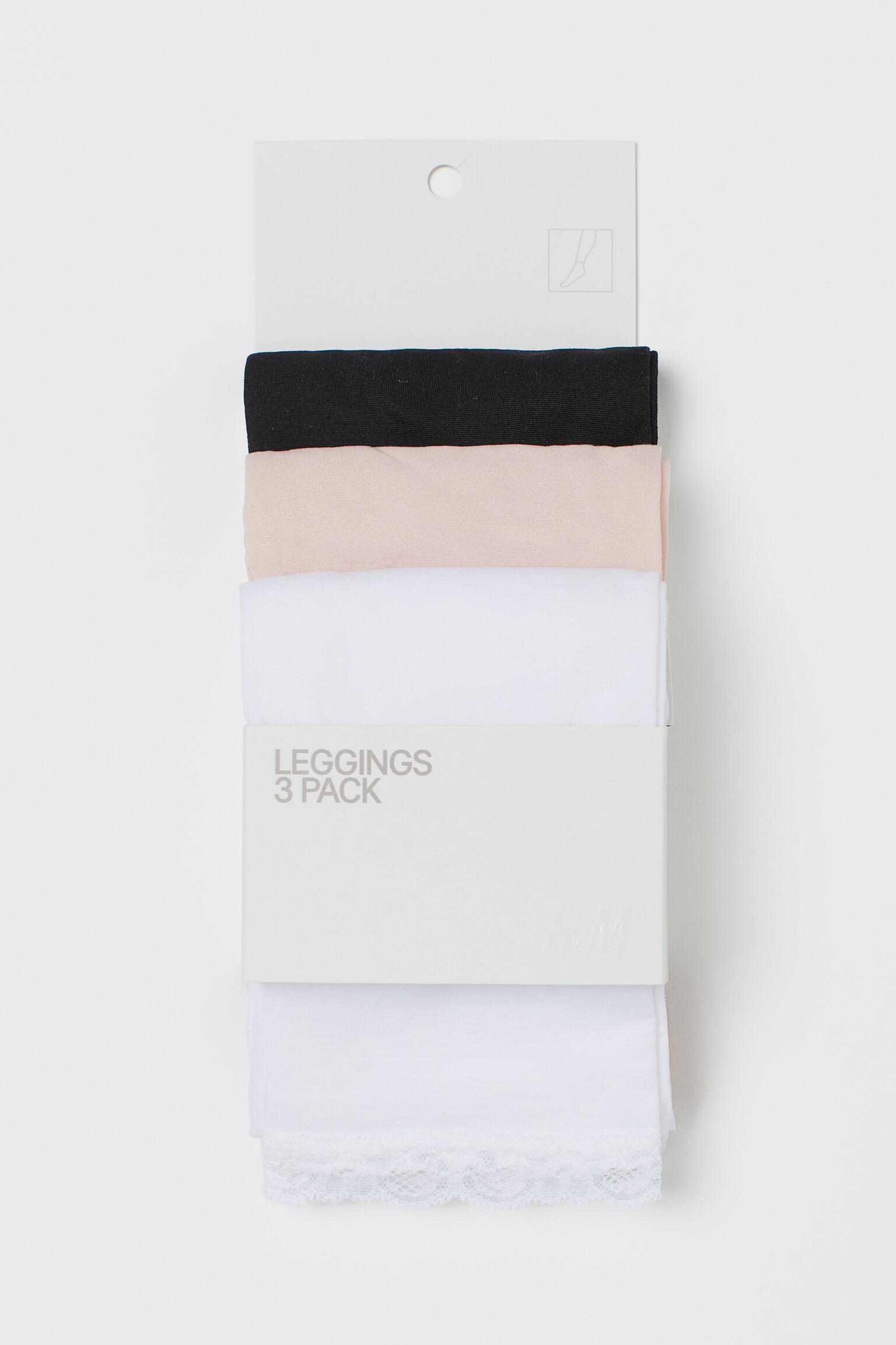 3-pack Microfibre Leggings - Black/Light pink/White - 1