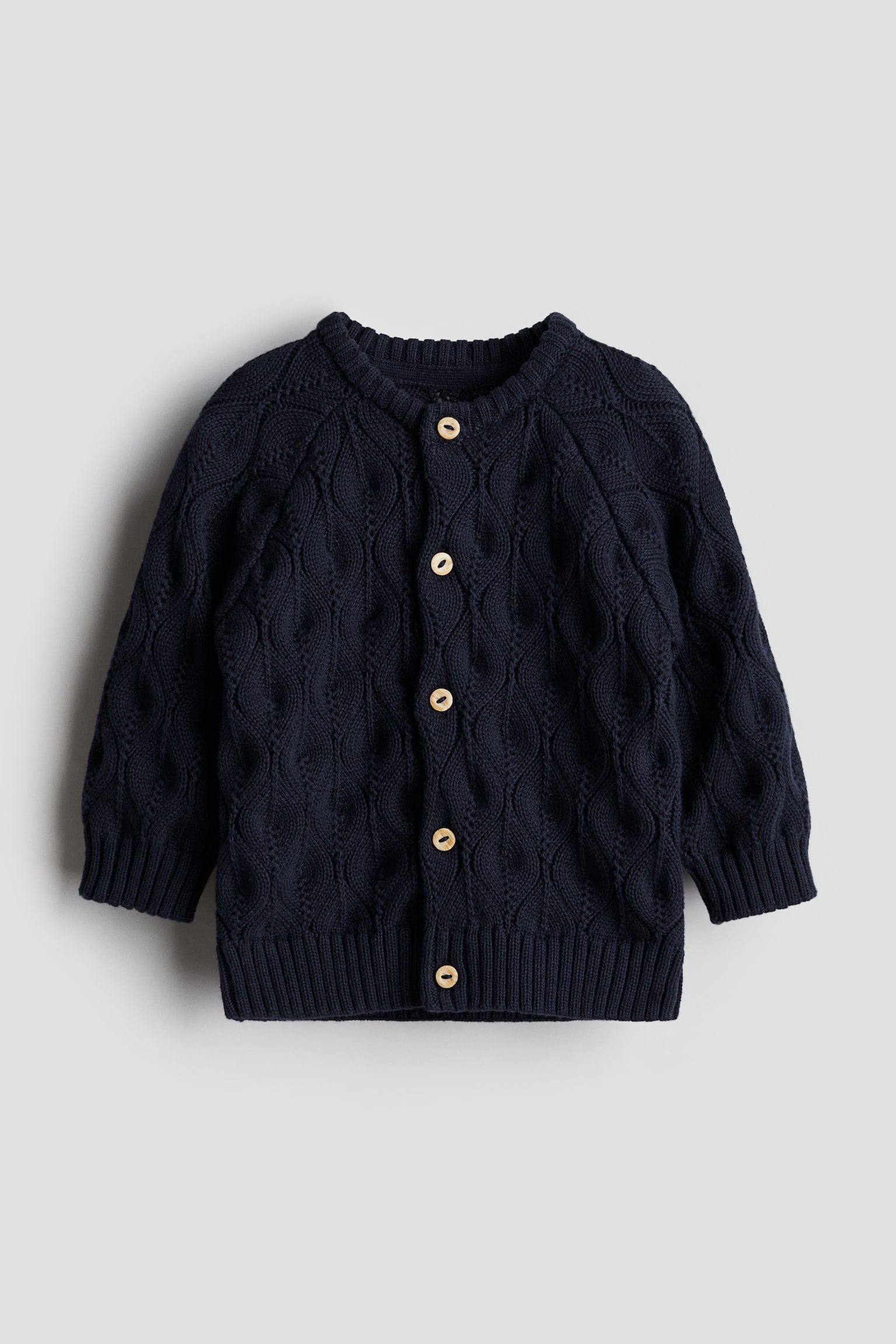 Pattern-knit cotton cardigan - Navy blue - 1