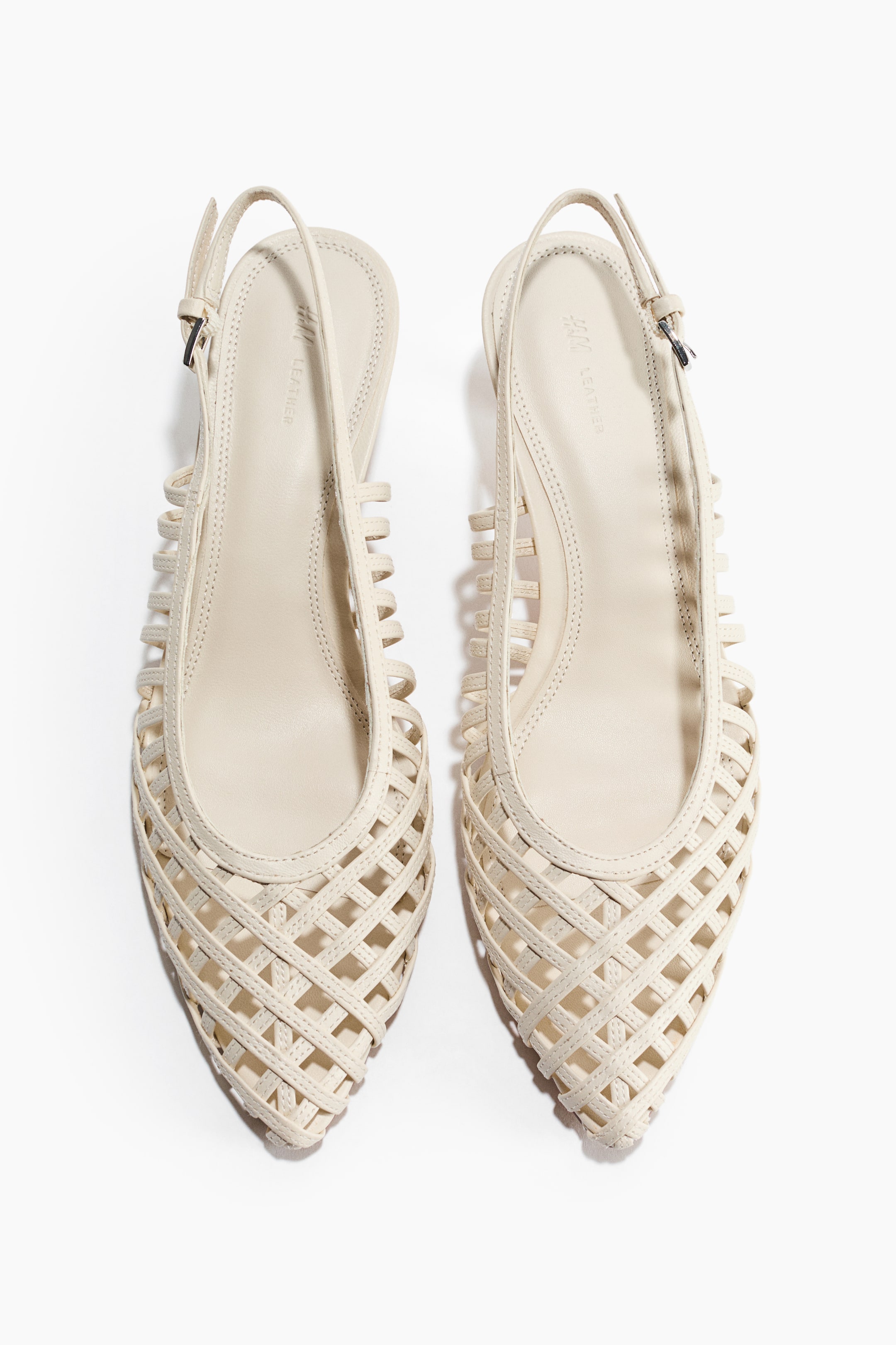 Vis større bilde: Slingbacks i skinn med snellehæl - Cream - Ladies | H&M NO 1