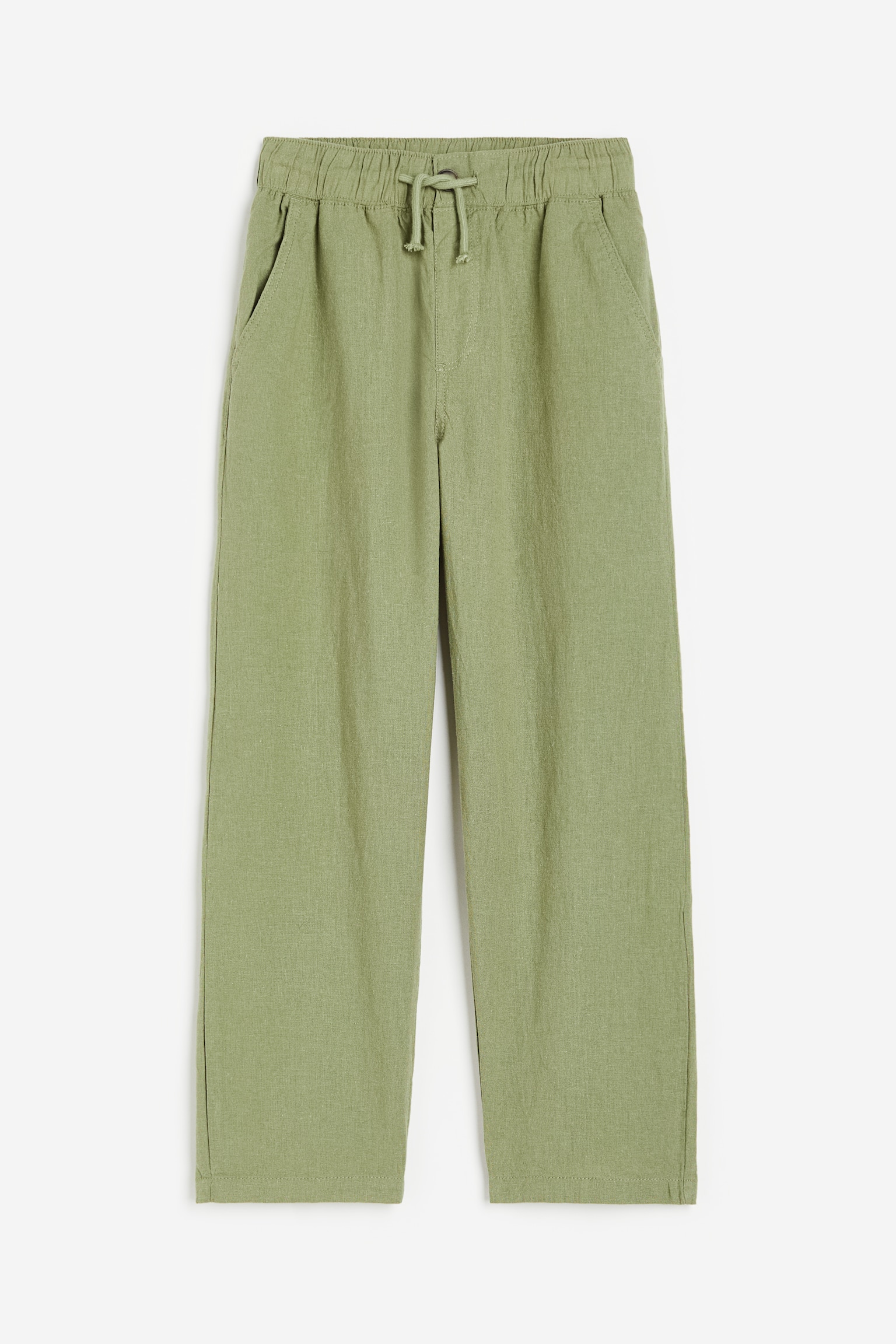 Pantalon Loose Fit en lin mélangé - Vert kaki clair