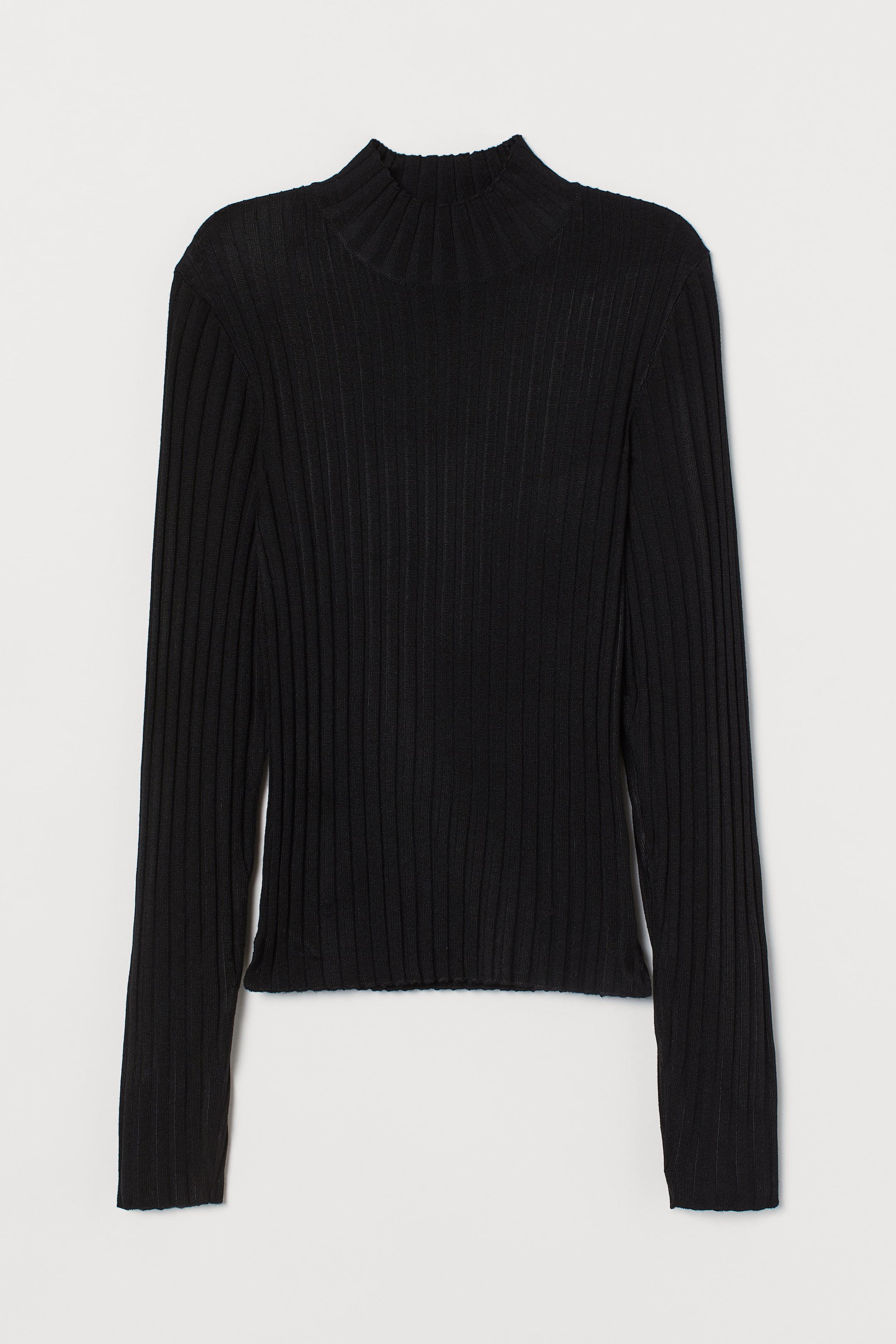 Ribbed Turtleneck Sweater - Turtleneck - Long sleeve - Black - Ladies ...