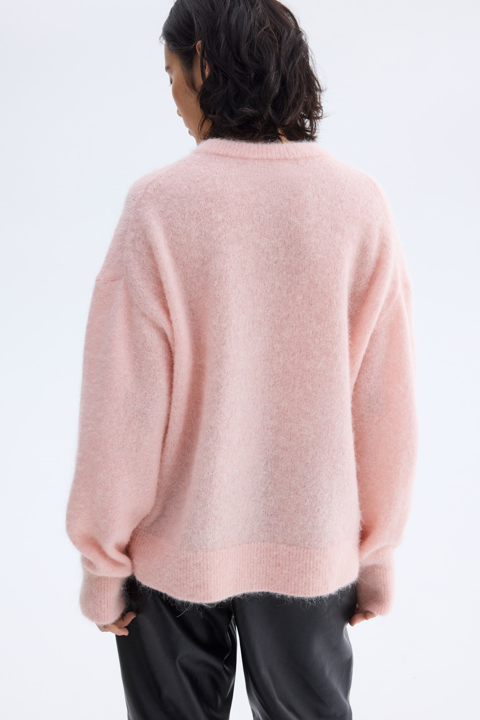 Oversized alpaca-blend jumper - Light pink/Brown/Light greige marl - 6