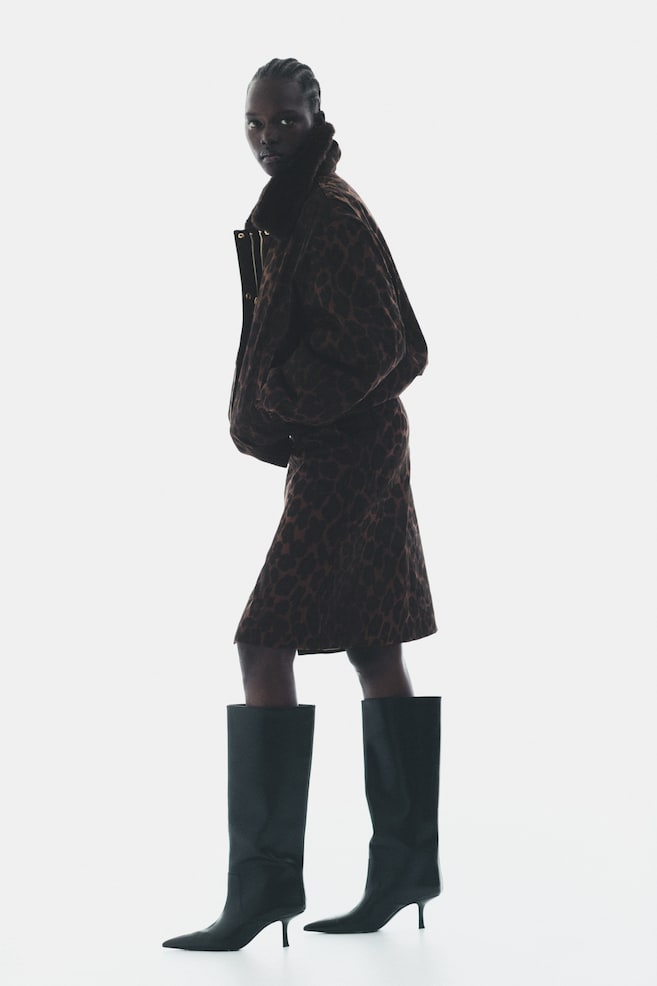 Pencil Skirt - Brown/leopard print/Khaki green/Black - 2