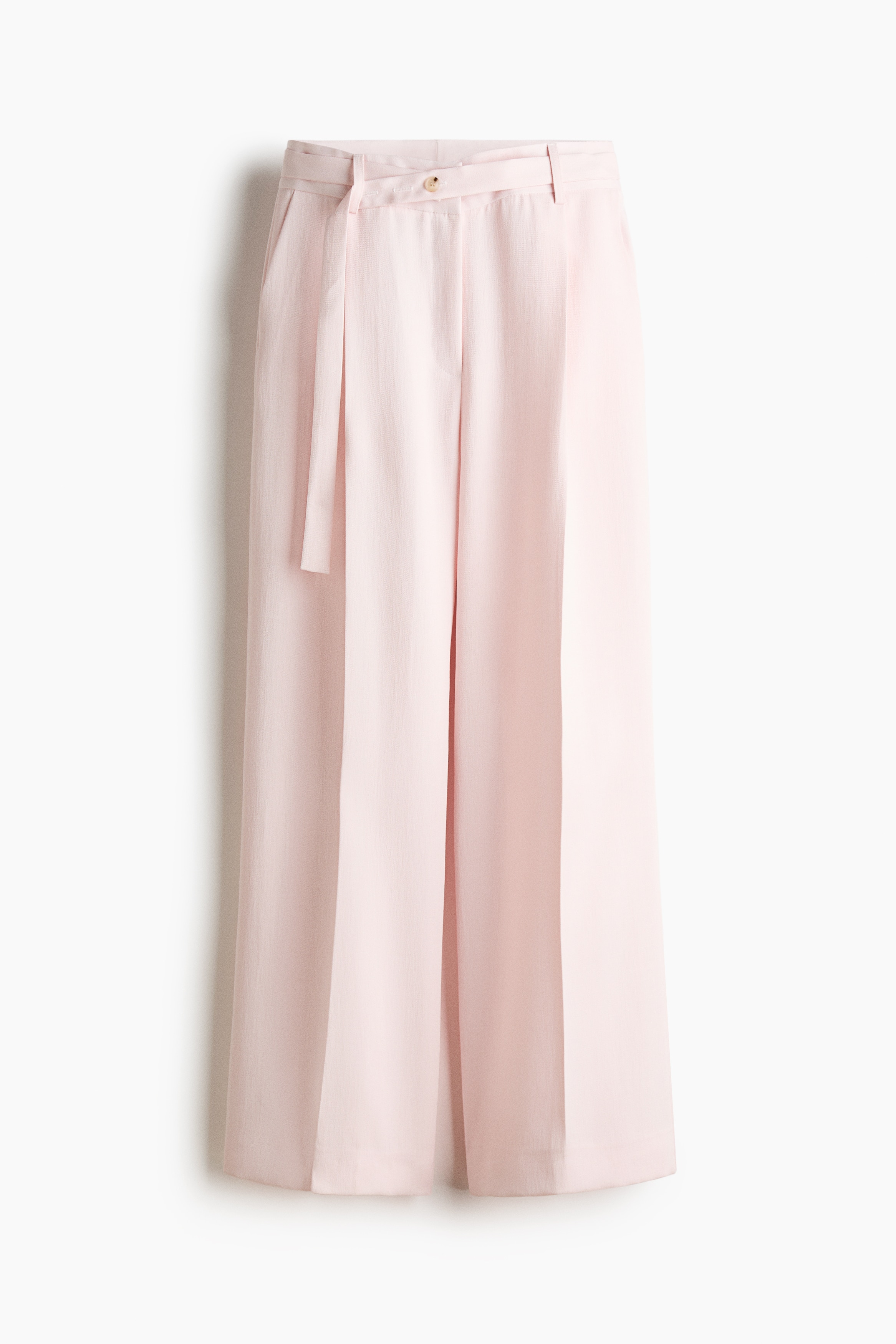 Pantalón amplio con cinturón - Rosa claro/Marrón oscuro/Crema