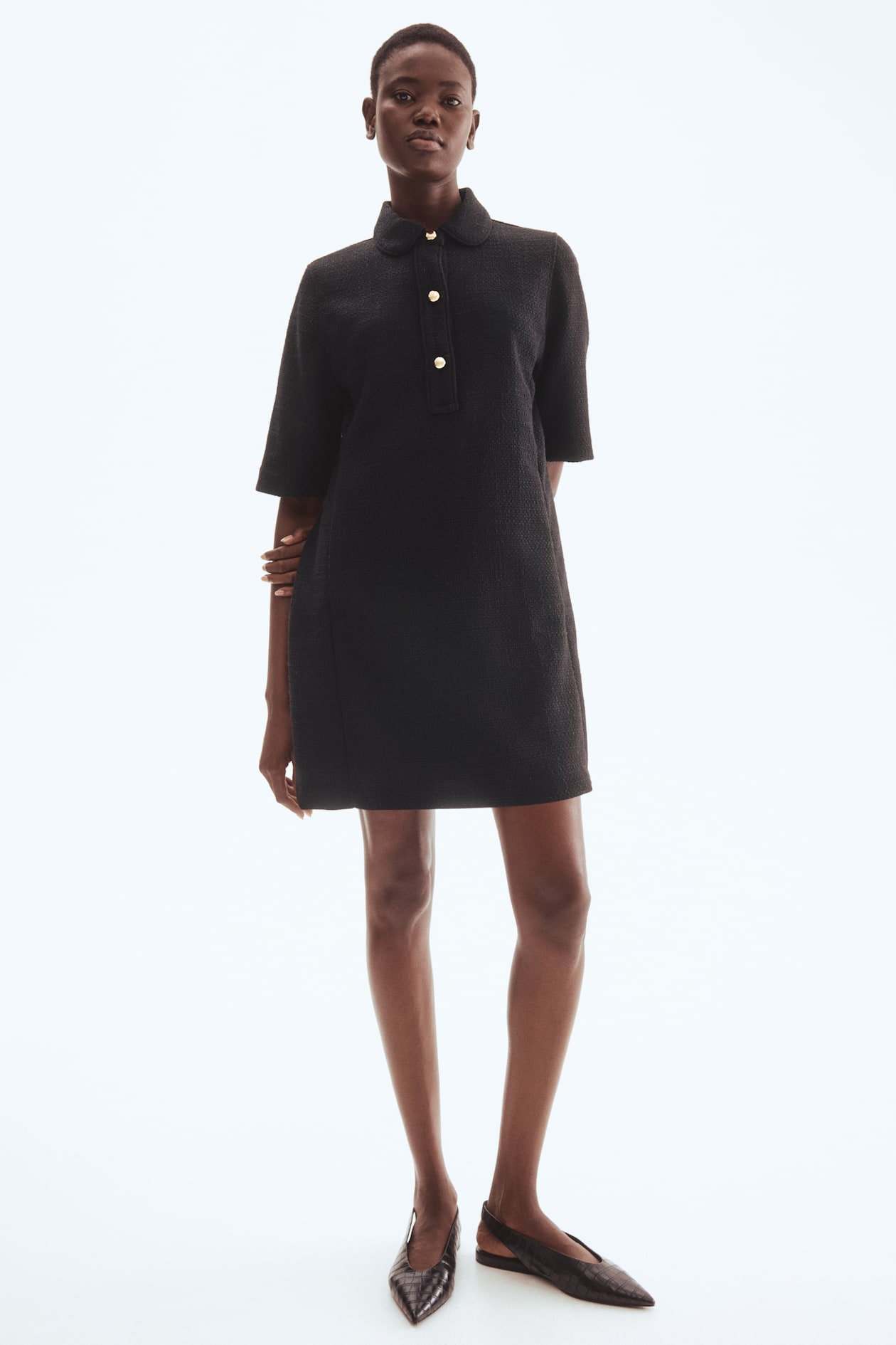 Boucle Dress with Collar - image 3