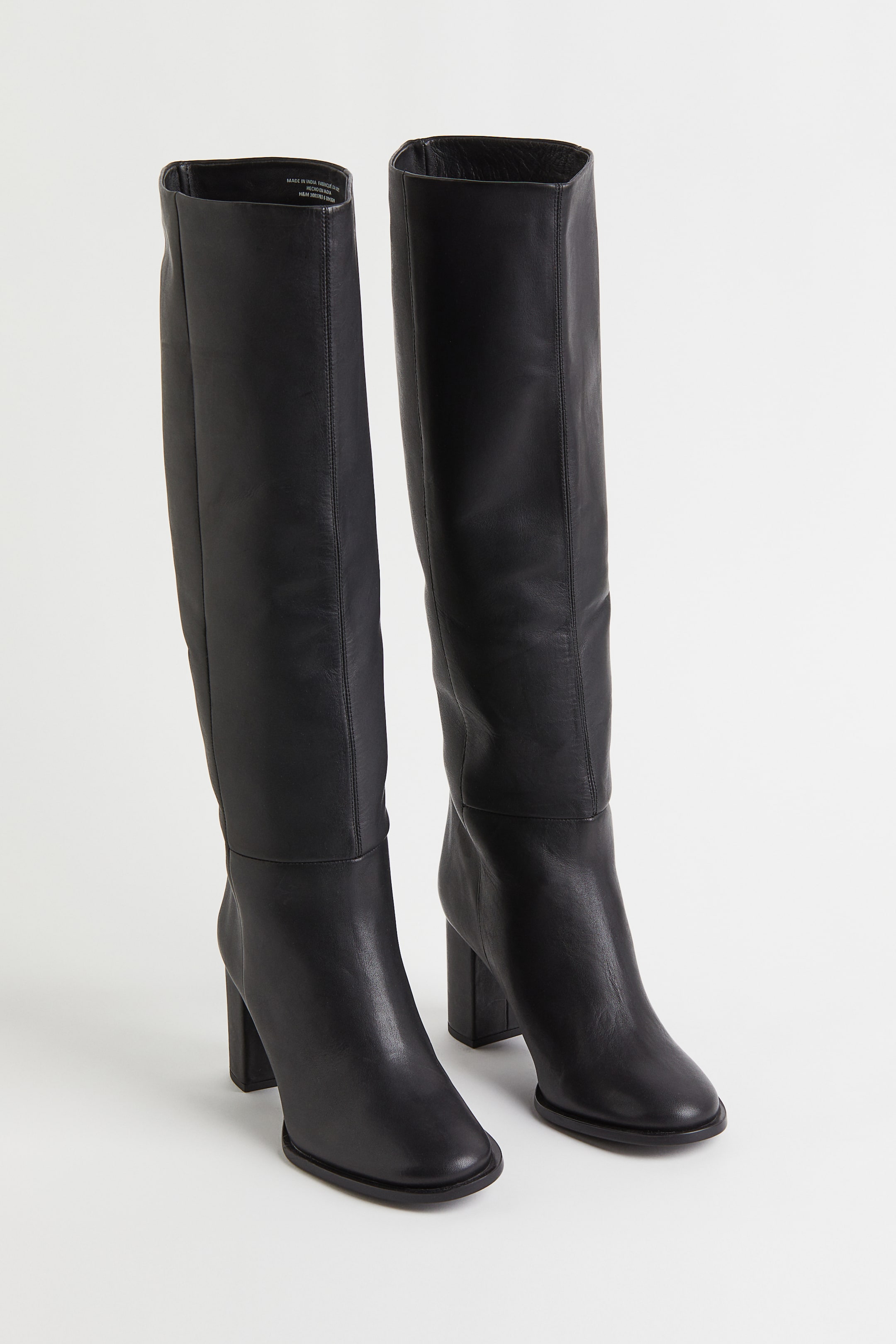 Knee-high leather boots - High heel - Black - Ladies | H&M GB