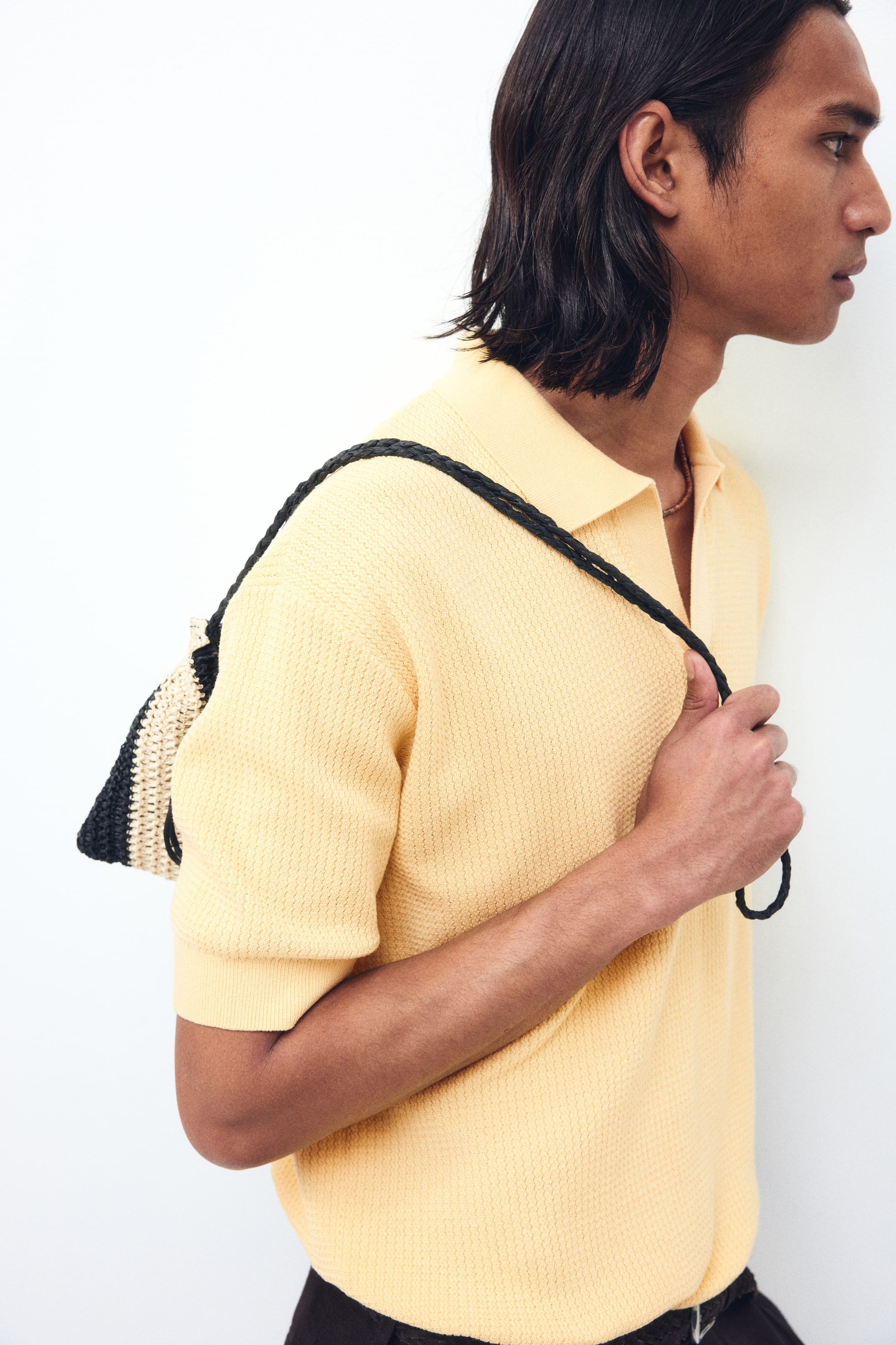 Regular-Fit Cable-Knit Polo Shirt