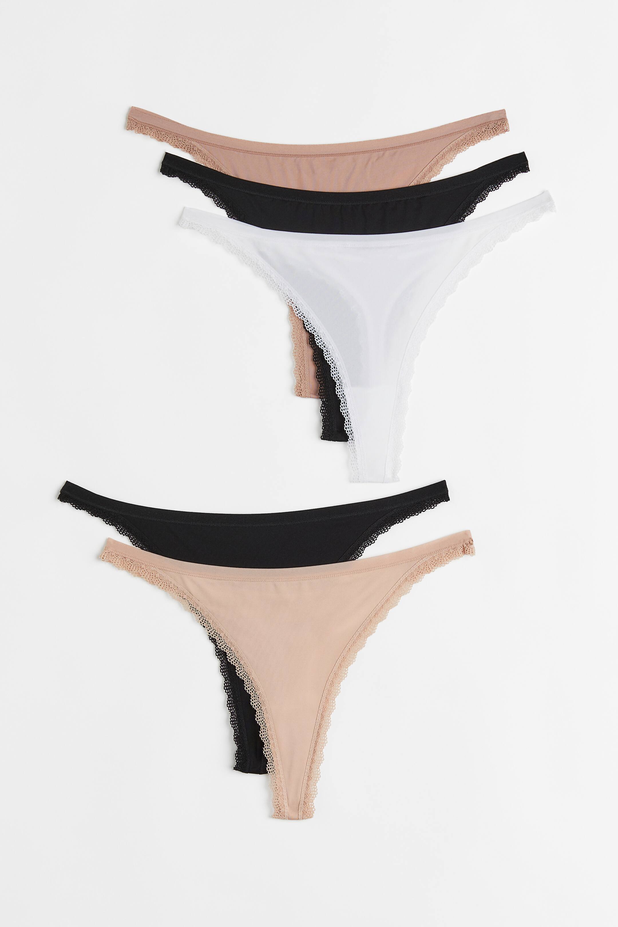 View larger image: 5-pack jersey thong briefs - Beige/Black - Ladies | H&M GB 1