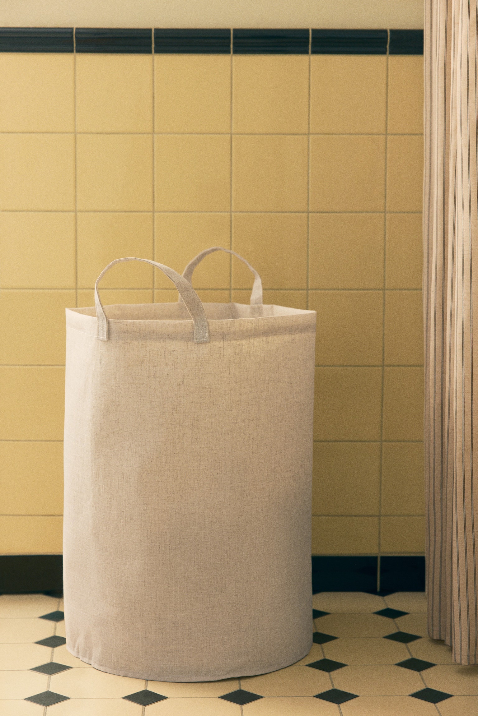Linen-blend laundry bag - Light beige - 1