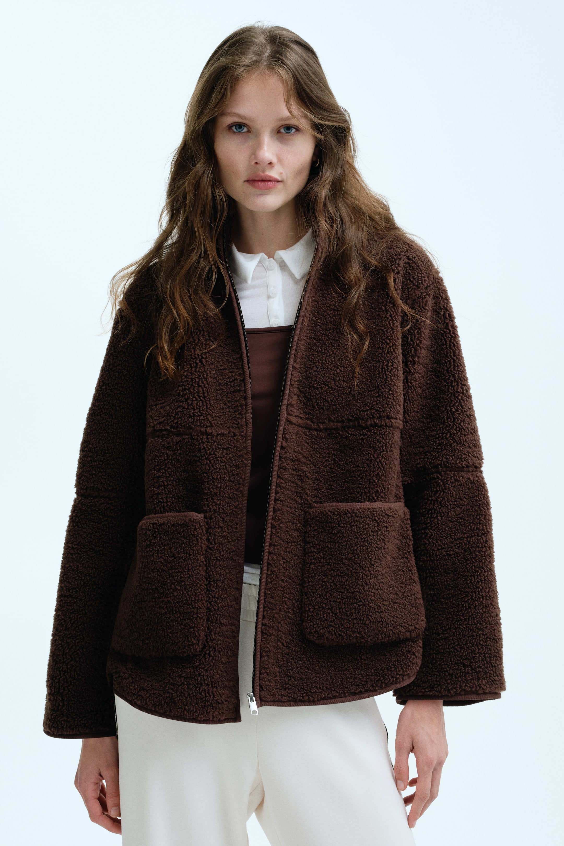 Agrandir l'image: Veste en tissu Teddy bear - Marron foncé - FEMME | H&M BE 1