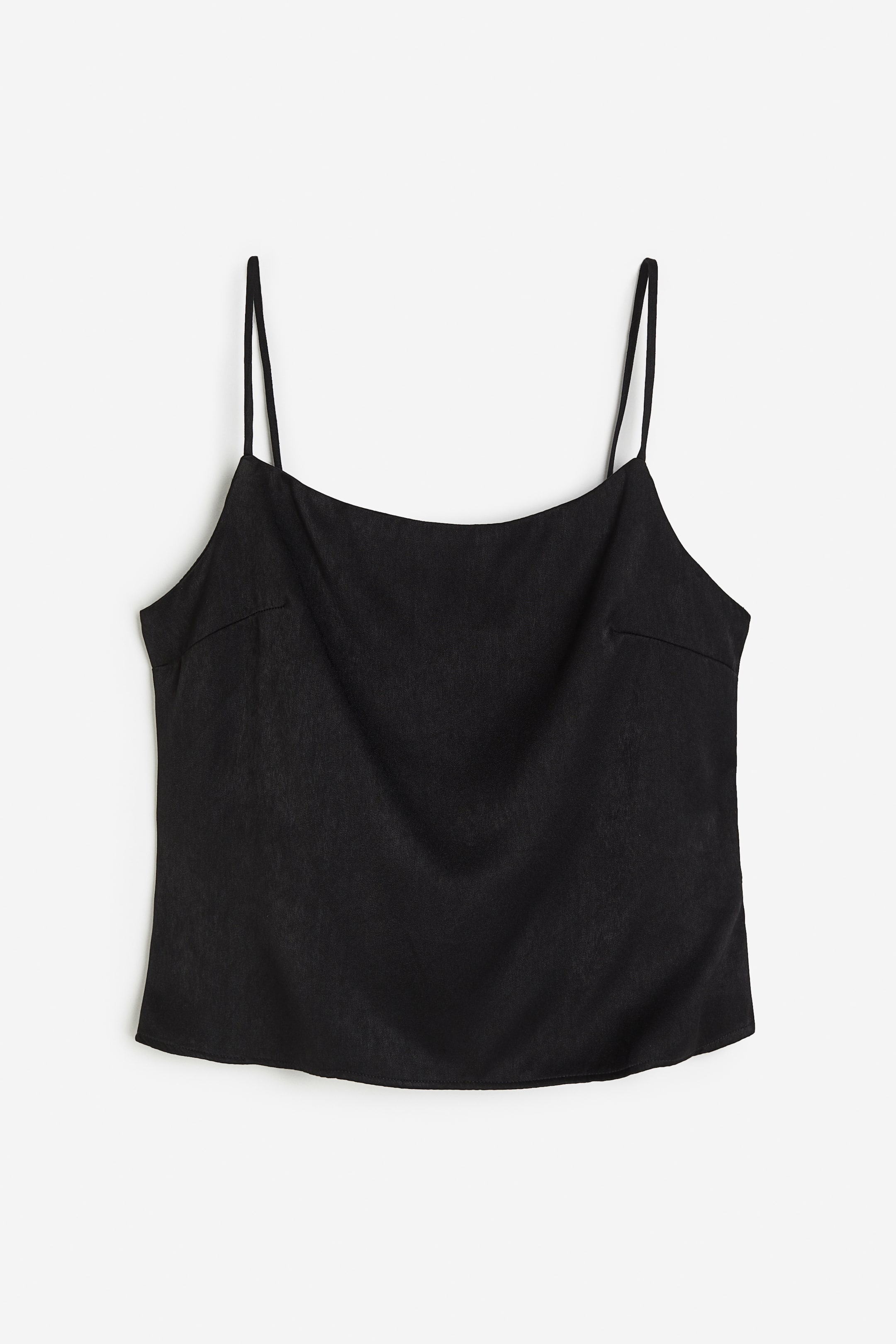 Tie-detail strappy top - Square neckline - Sleeveless - Black - Ladies ...