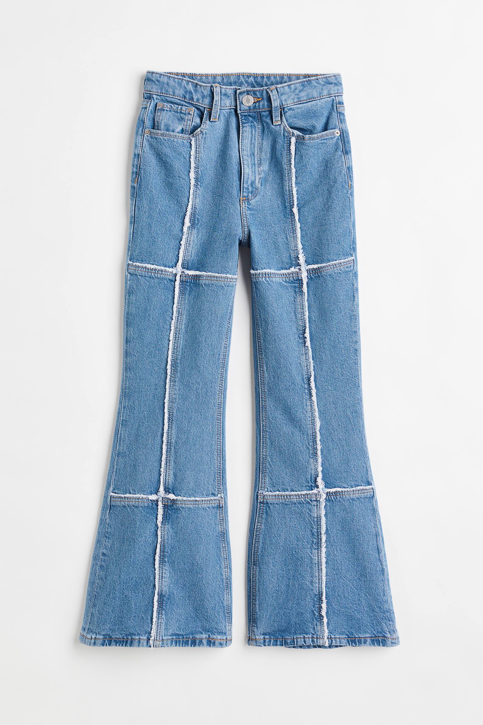 Flare Fit High Jeans co giãn thoải mái - Màu xanh denim - 1
