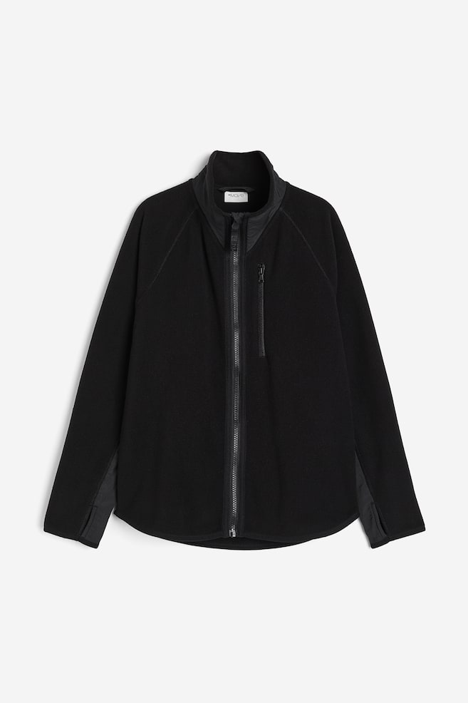 Fleece sports jacket - Black/White - 1