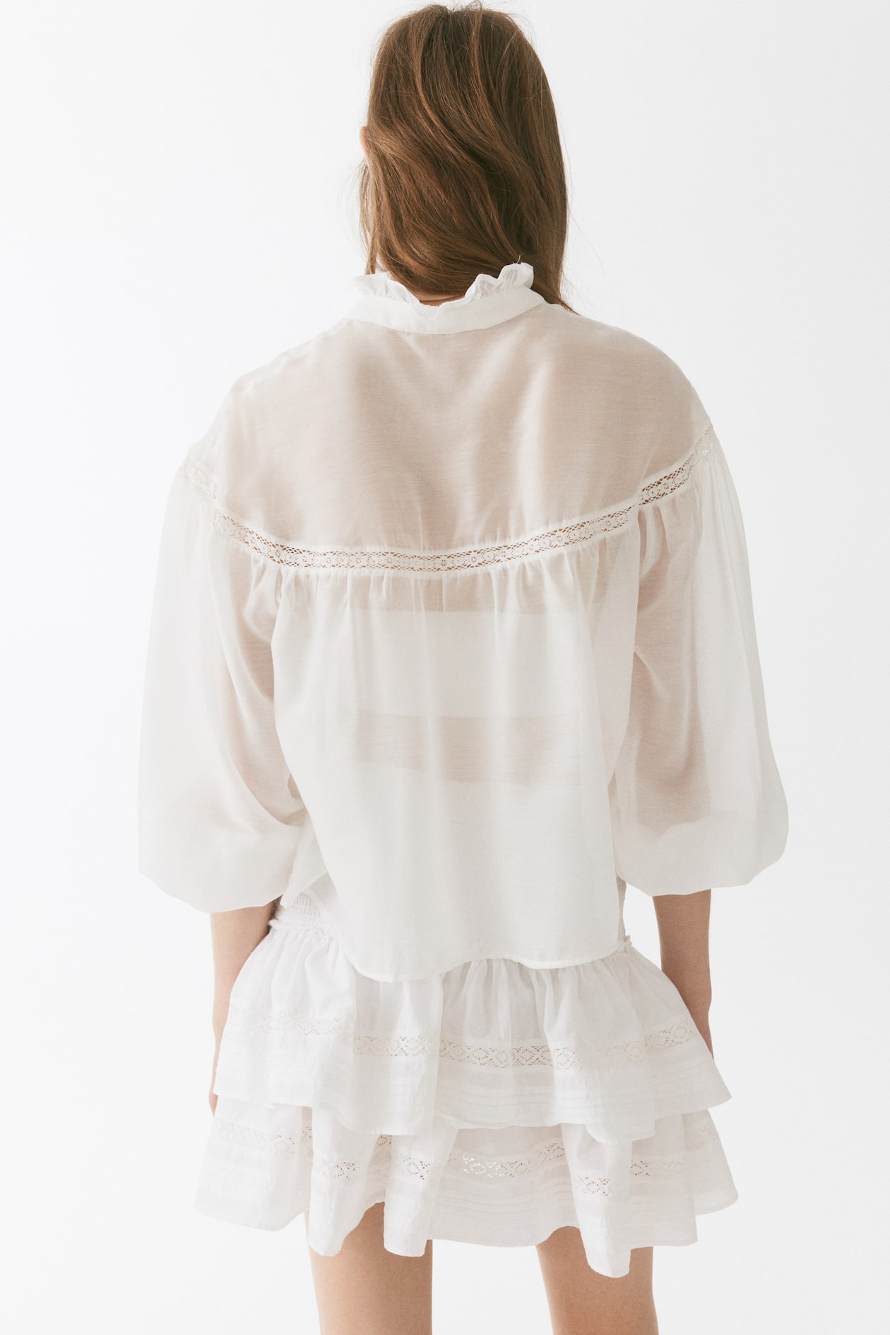 Ruffle-Trimmed Balloon-Sleeved Blouse - image 3