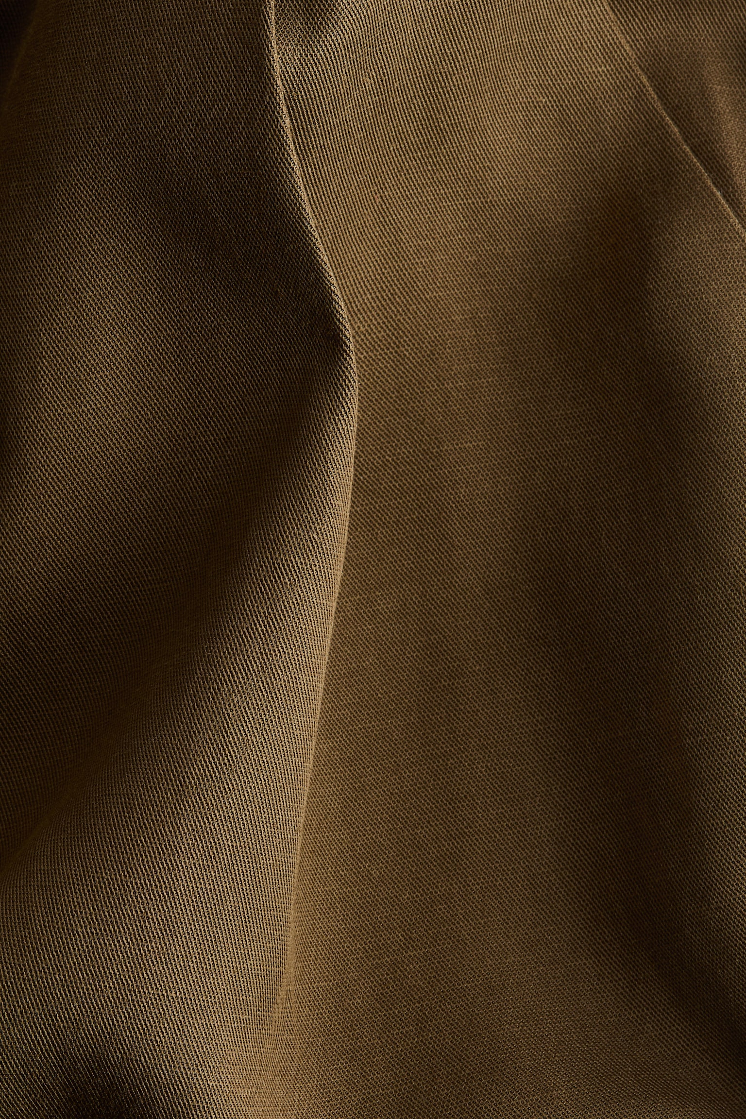 Pantaloni ampi in misto lino con cintura - Verde kaki scuro - 3