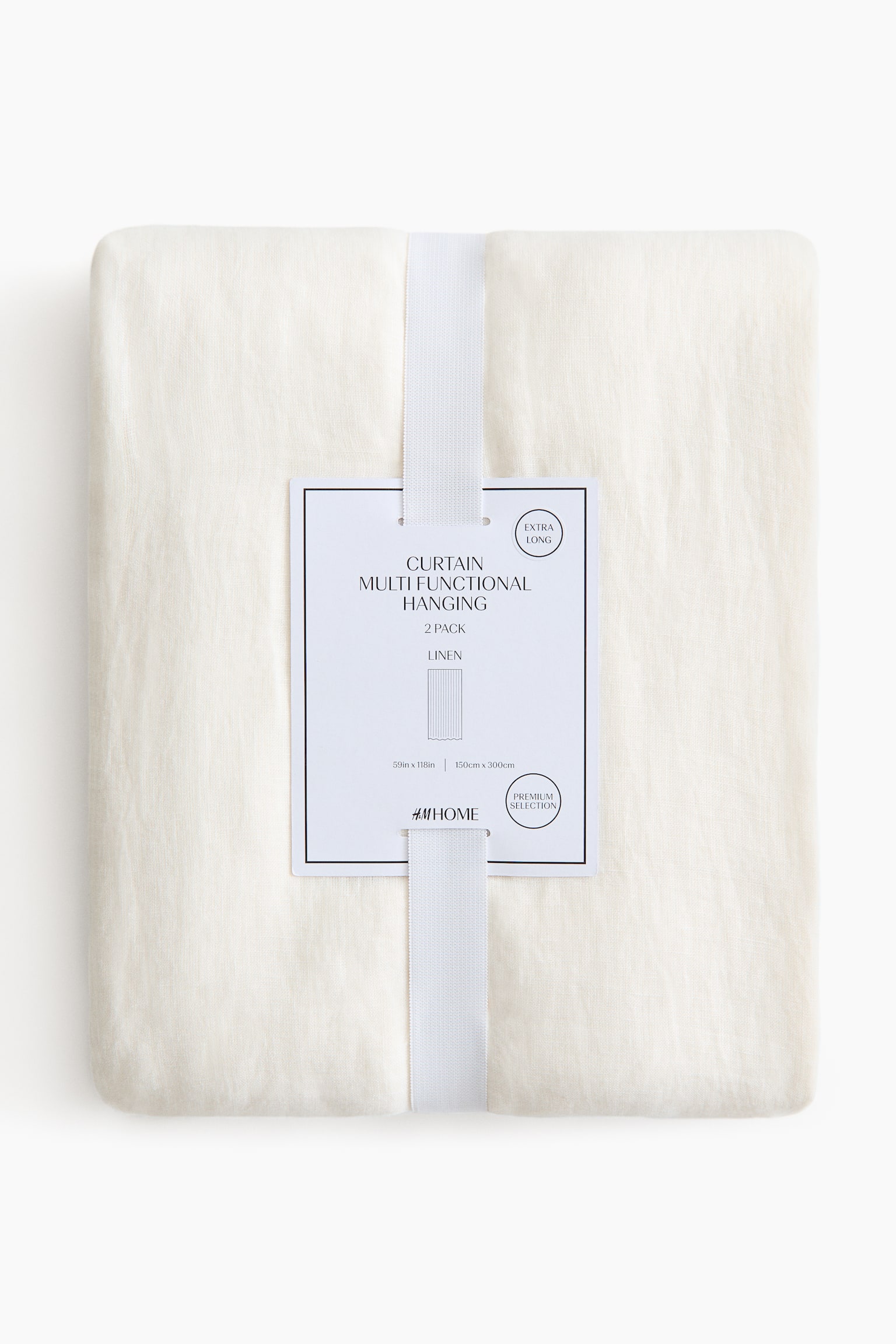 Set de 2 perdele lungi de in - Crem/Taupe - 3