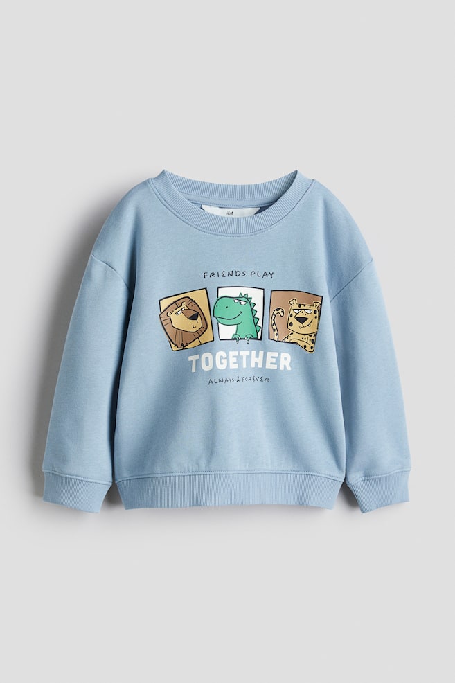 Sweatshirt - Light blue/Together/Black/eyes/Blue/Stegosaurus - 1