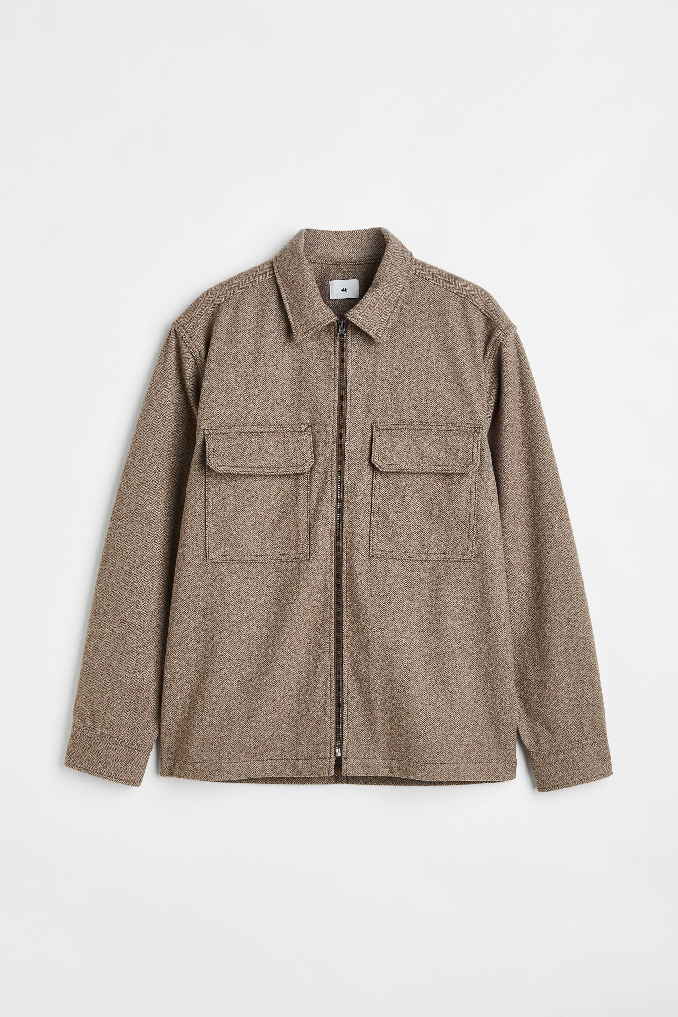 View larger image: Overshirt - Dark beige/Herringbone pattern - Men | H&M 1
