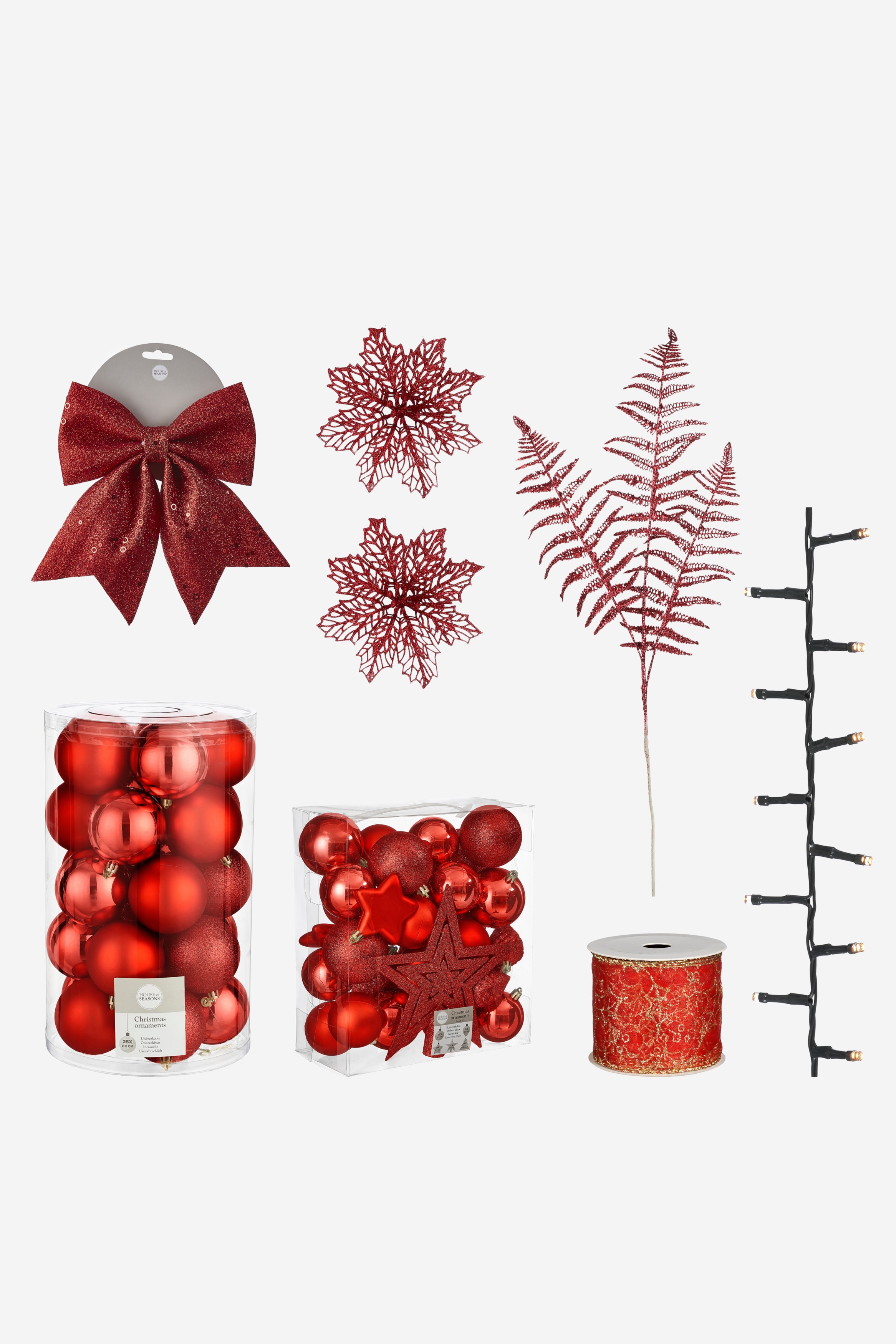 House of Seasons - Set De Decoración Para El Árbol De Navidad - Rojo