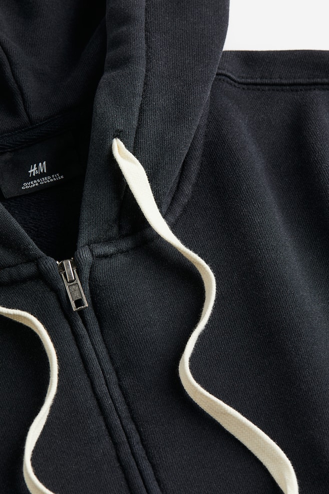 Oversized Fit Zip-through hoodie - Black/New York - 3