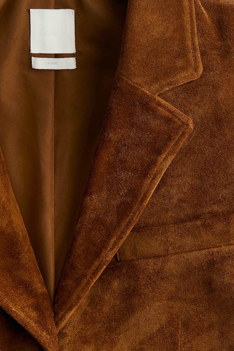 Oversized Mantel aus Veloursleder