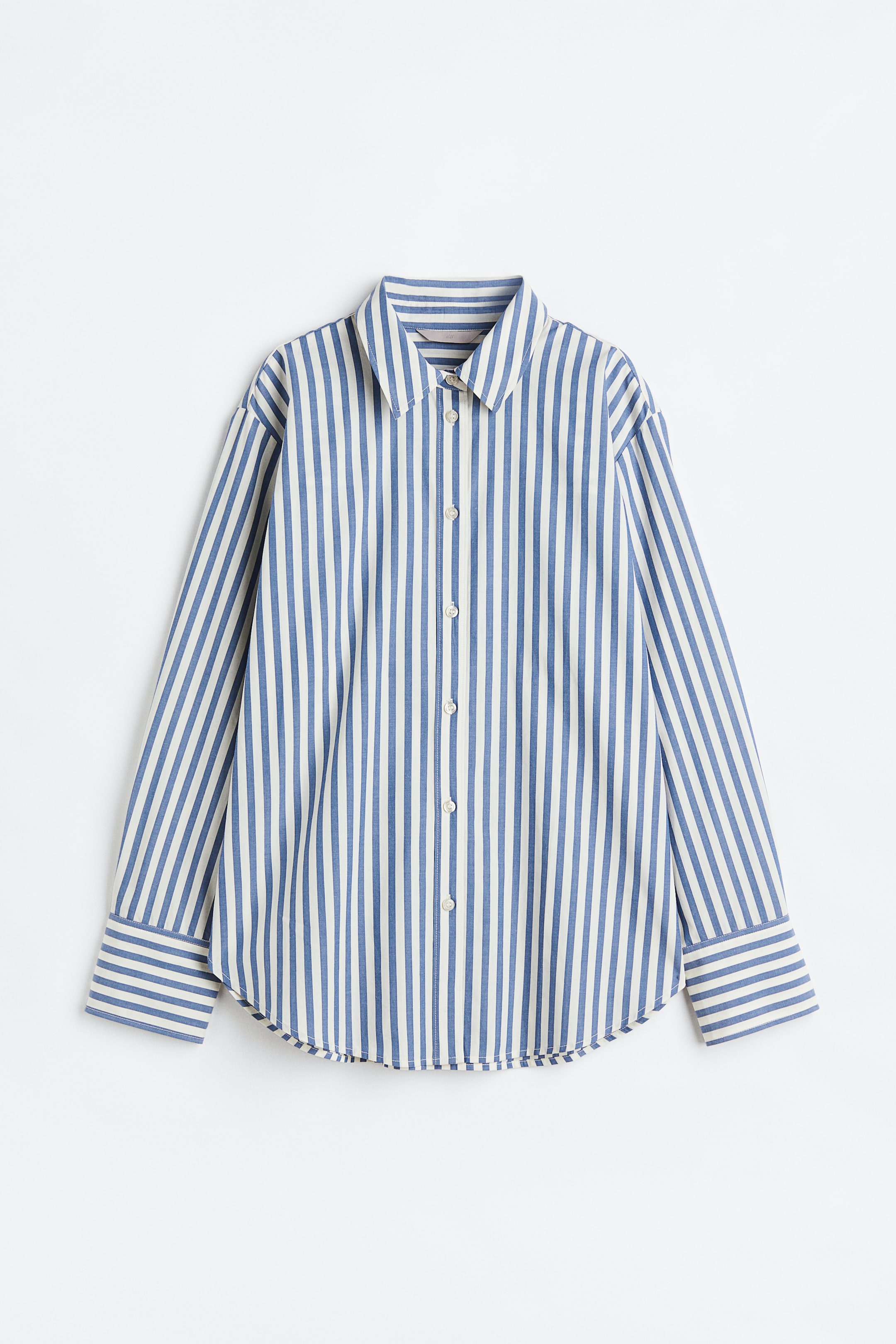 Xem ảnh lớn hơn: Áo sơ mi cotton - Màu xanh dương/Kẻ trắng - Ladies | H&M VN 1