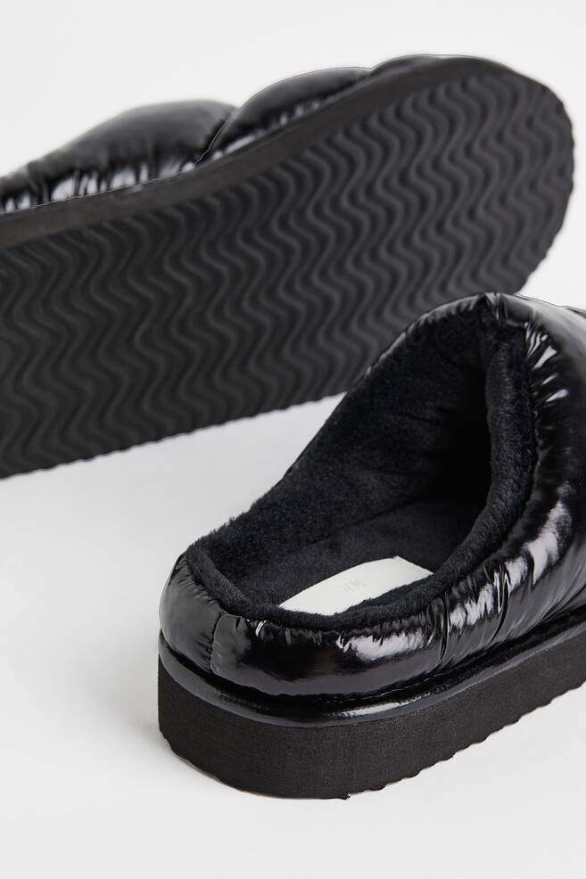 Warm-lined padded slippers - Black - 2