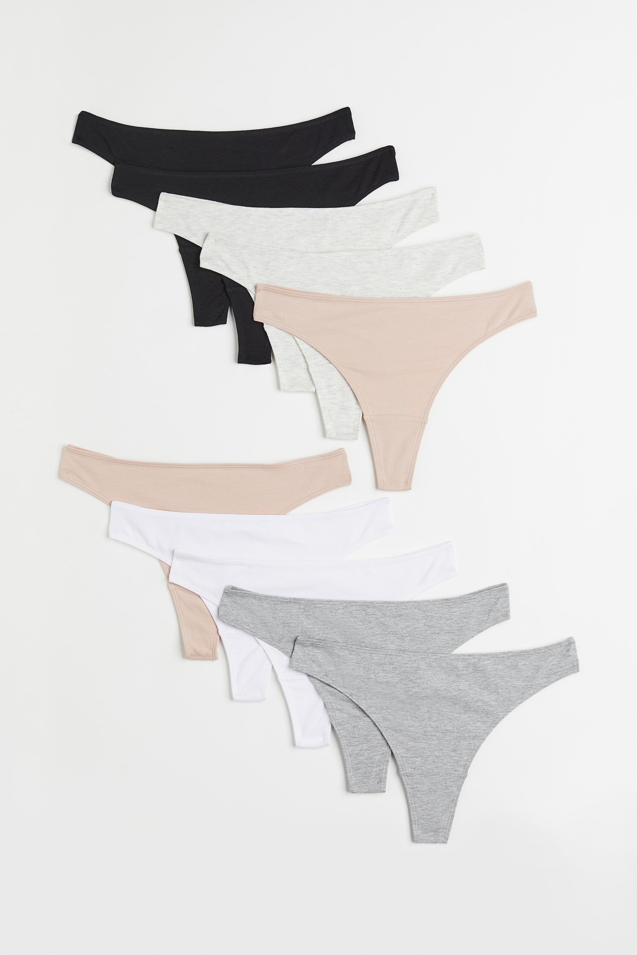 View larger image: 10-pack thong briefs - Light grey marl/Powder beige/W - Ladies | H&M 1