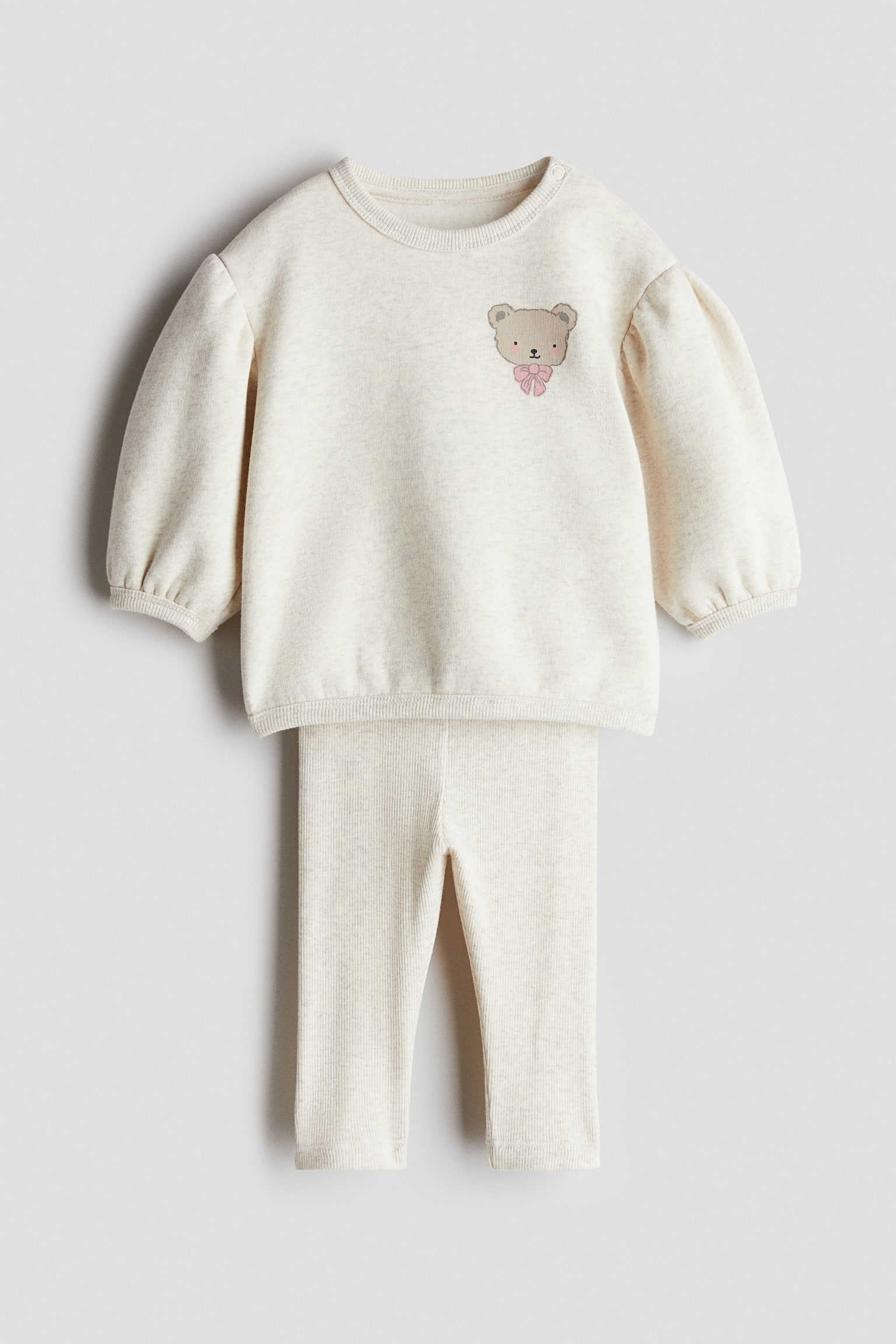 Детские комплекты H&M 2-Piece Printed Set, цвет: Светлый бежевый меланжевый — фото 1