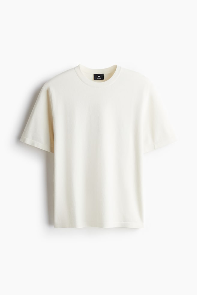 Regular Fit Knitted T-shirt - White - 1