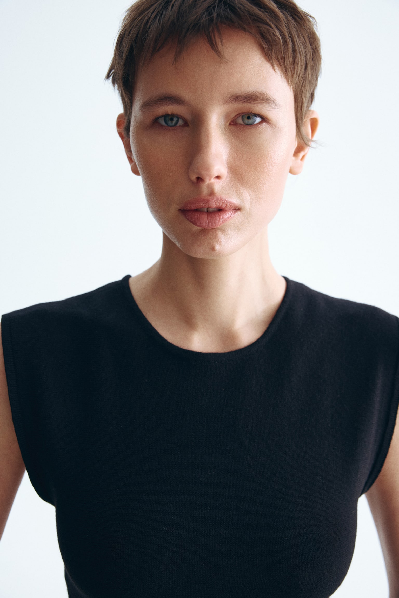 Knitted peplum top - Black - 5