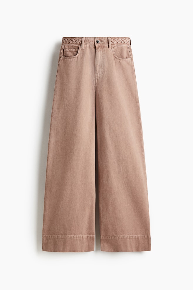 Wide High Jeans - Beige/Pale denim blue - 1