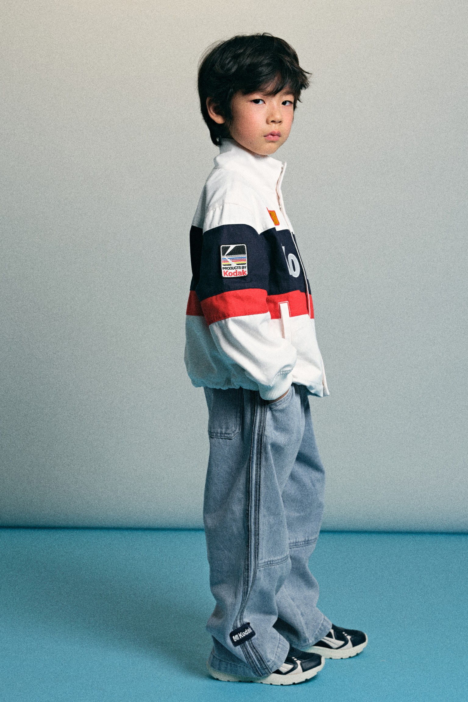 Motif-detail denim trousers - Light denim blue/Kodak - 8