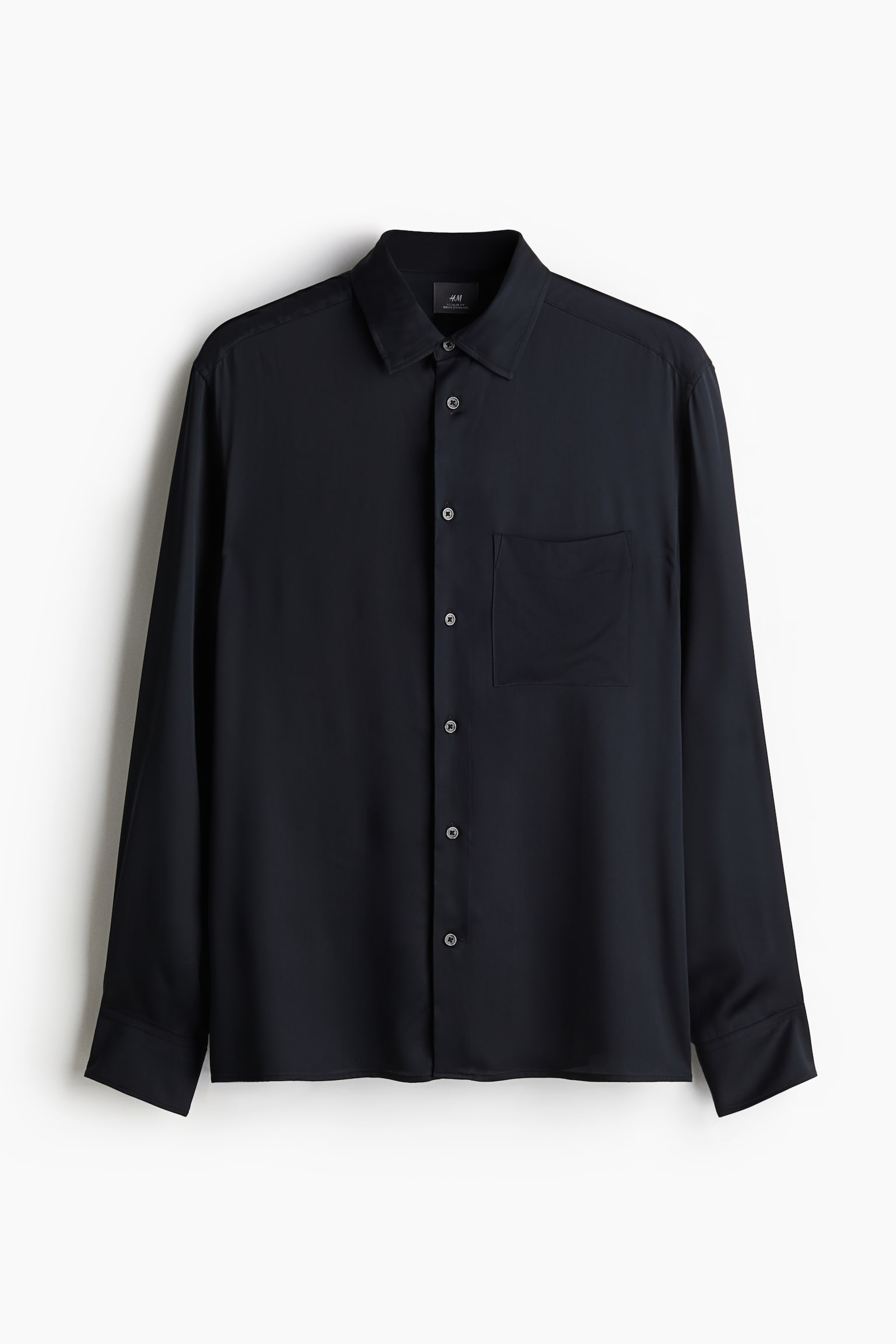 Regular Fit Satin shirt - Black/Cream/Beige - 2