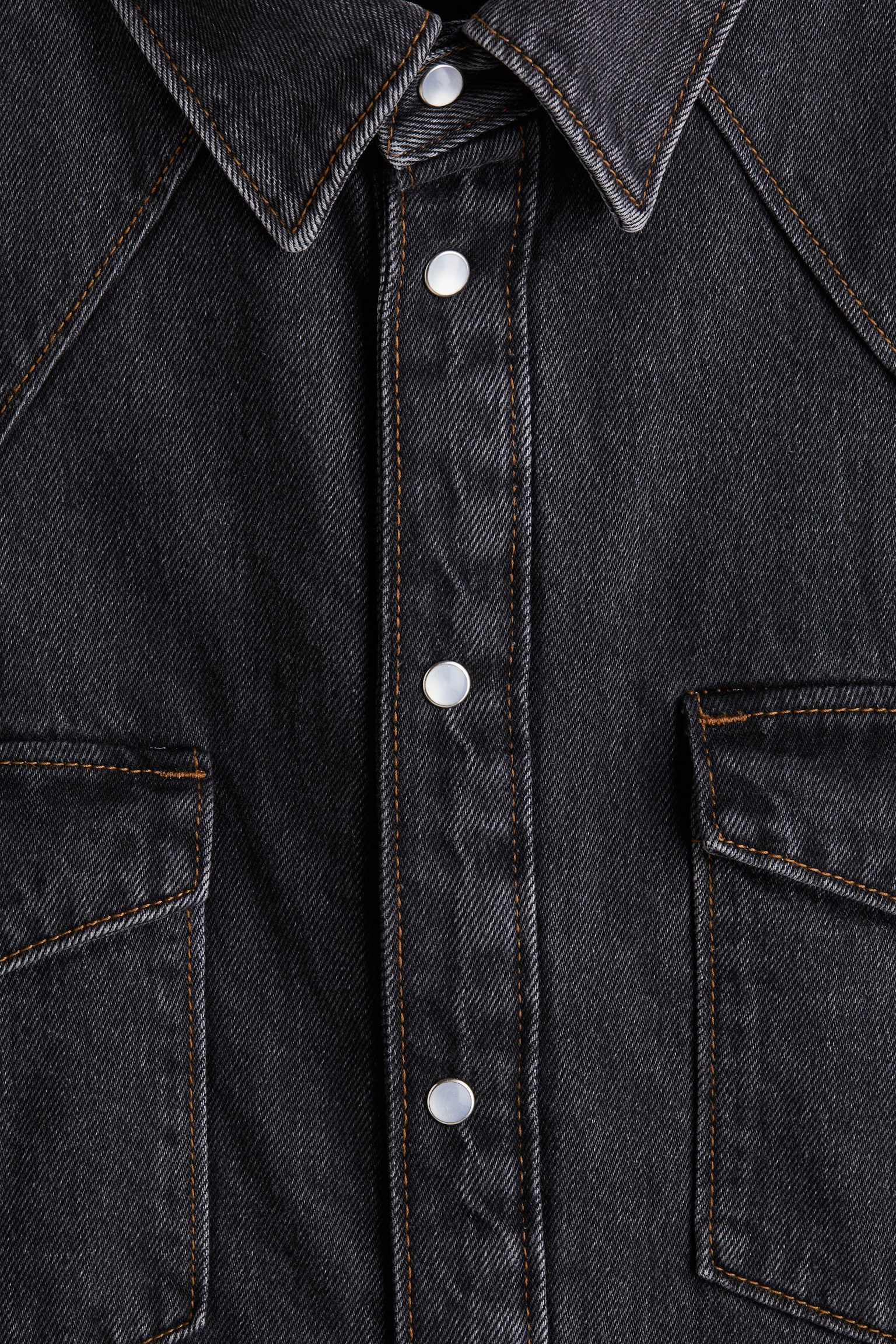 加大碼鋪棉丹寧襯衫 - 丹寧黑 - 3