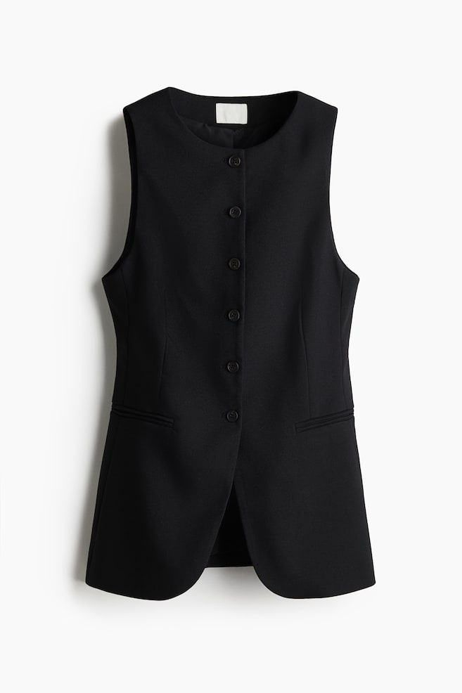 Long Suit Vest - Black - 1