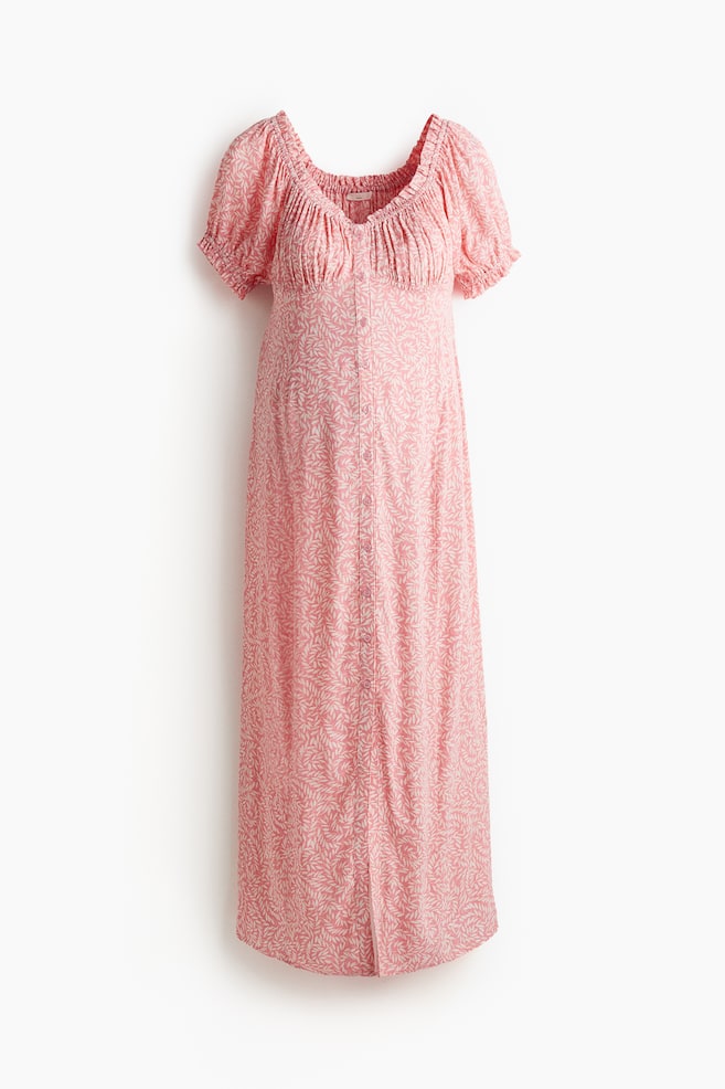 MAMA Off-Shoulder-Kleid - Rosa/Gemustert - 1
