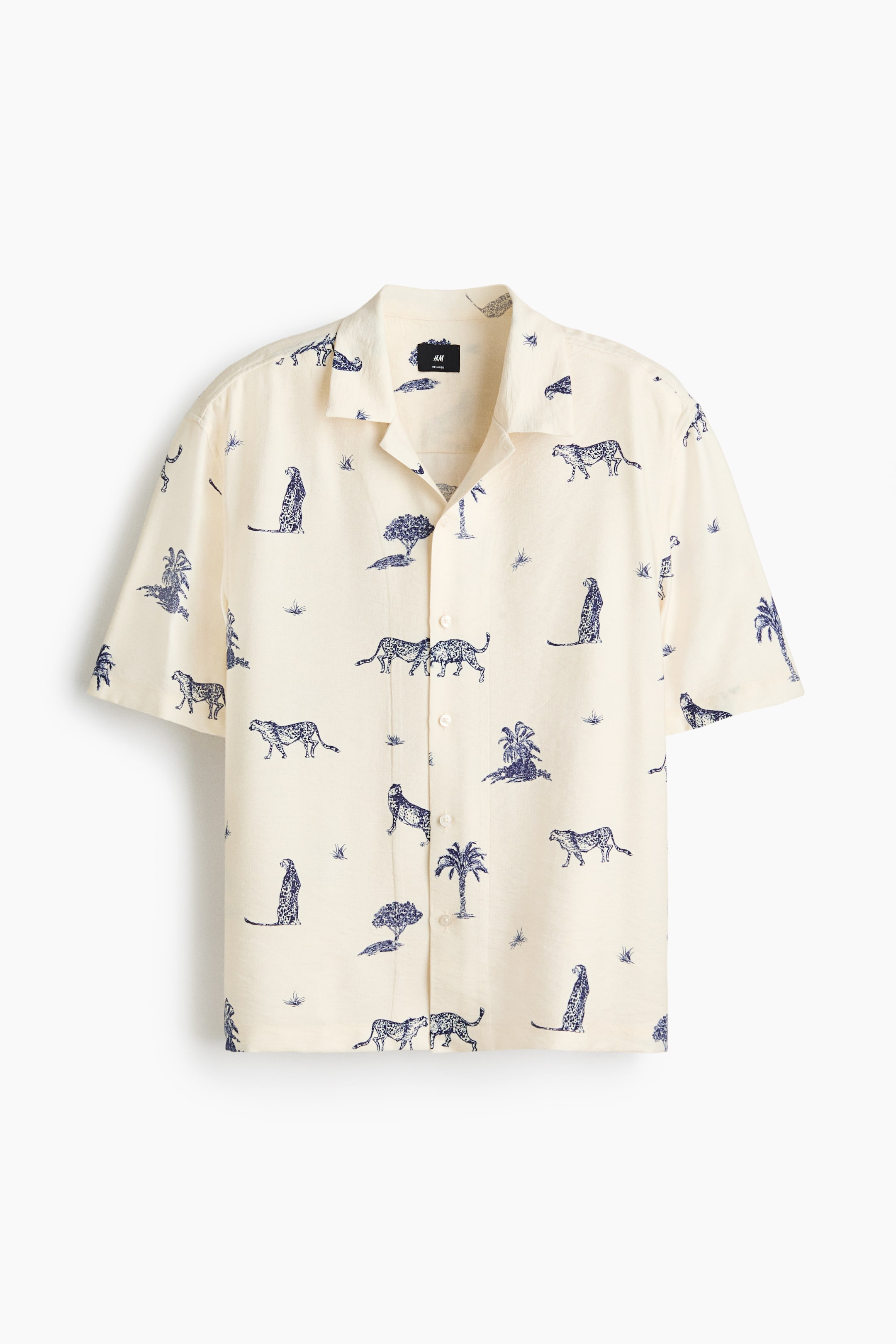 Переглянути збільшене зображення: Relaxed Fit Printed resort shirt - Світло-бежевий/візерунок - Men | H&M UA 1