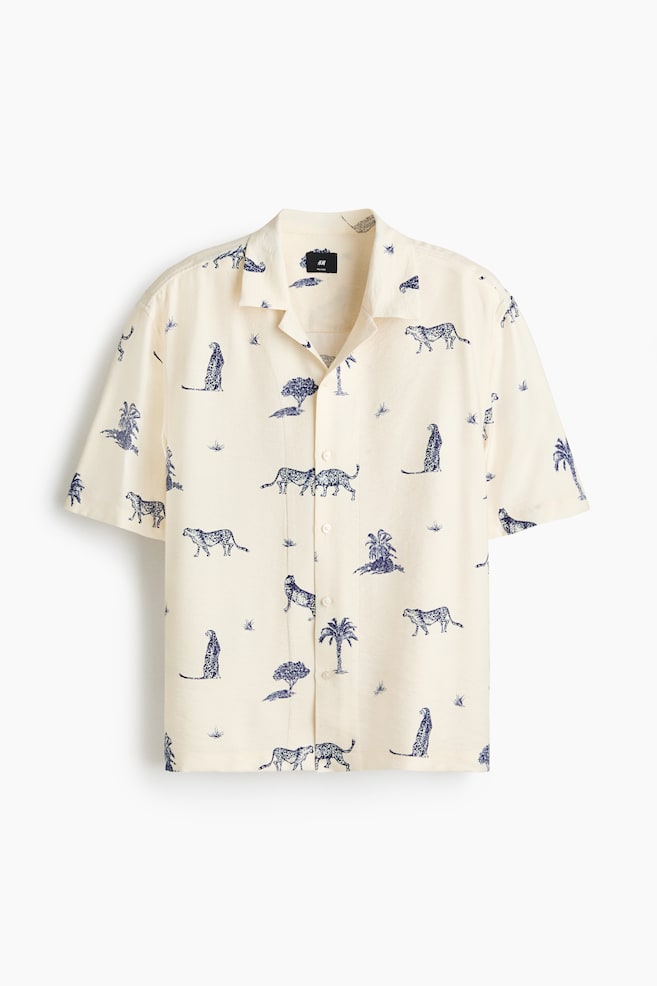 Relaxed-Fit Printed Resort Shirt - Light beige/patterned - 1