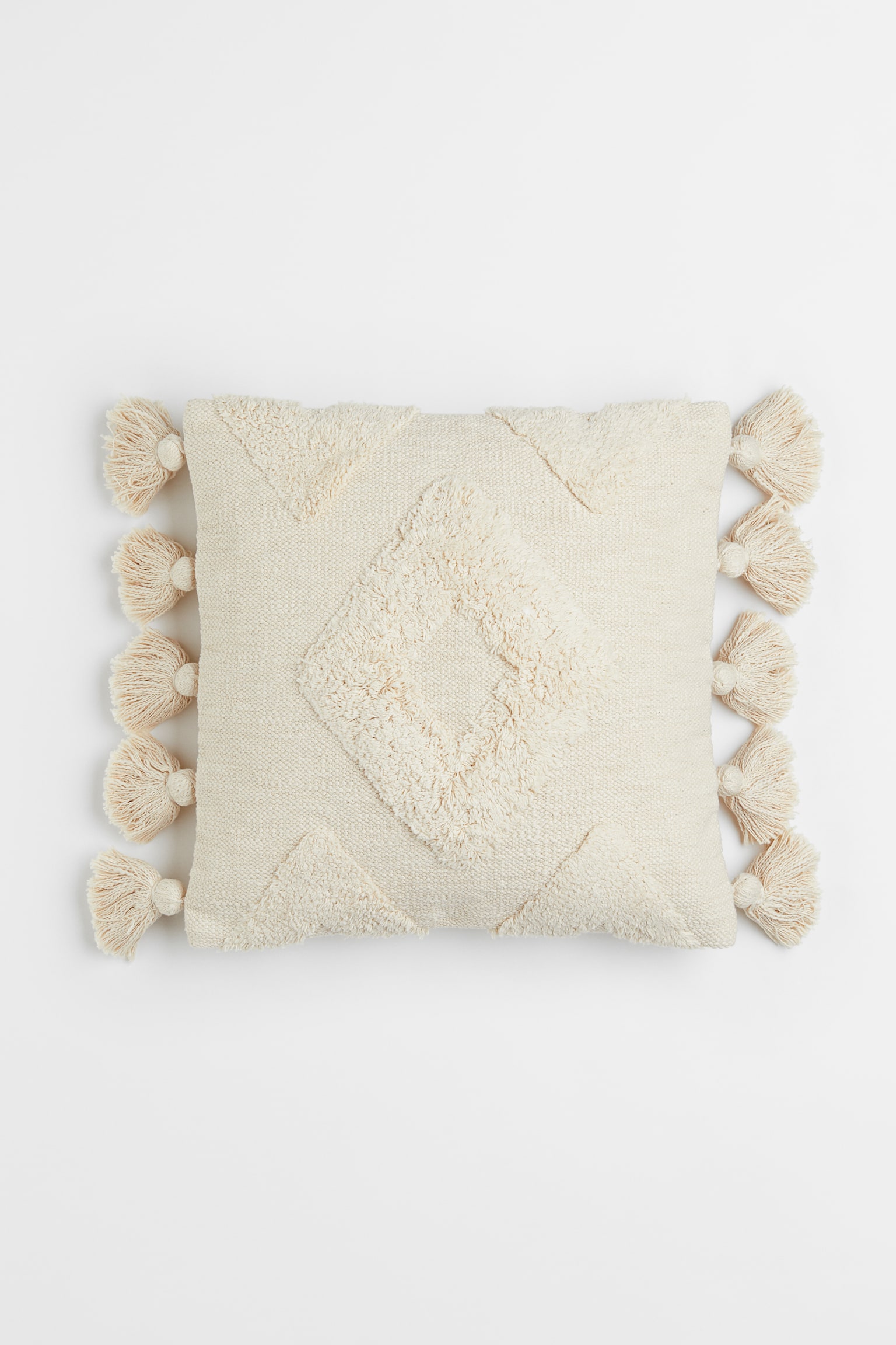 Cushion cover with tassels - Light beige - 1