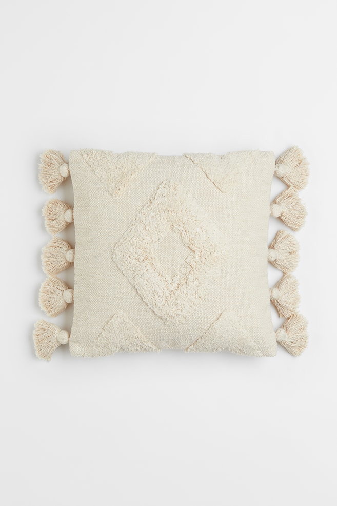 Cushion cover with tassels - Light beige/Light beige/Dusky pink - 1