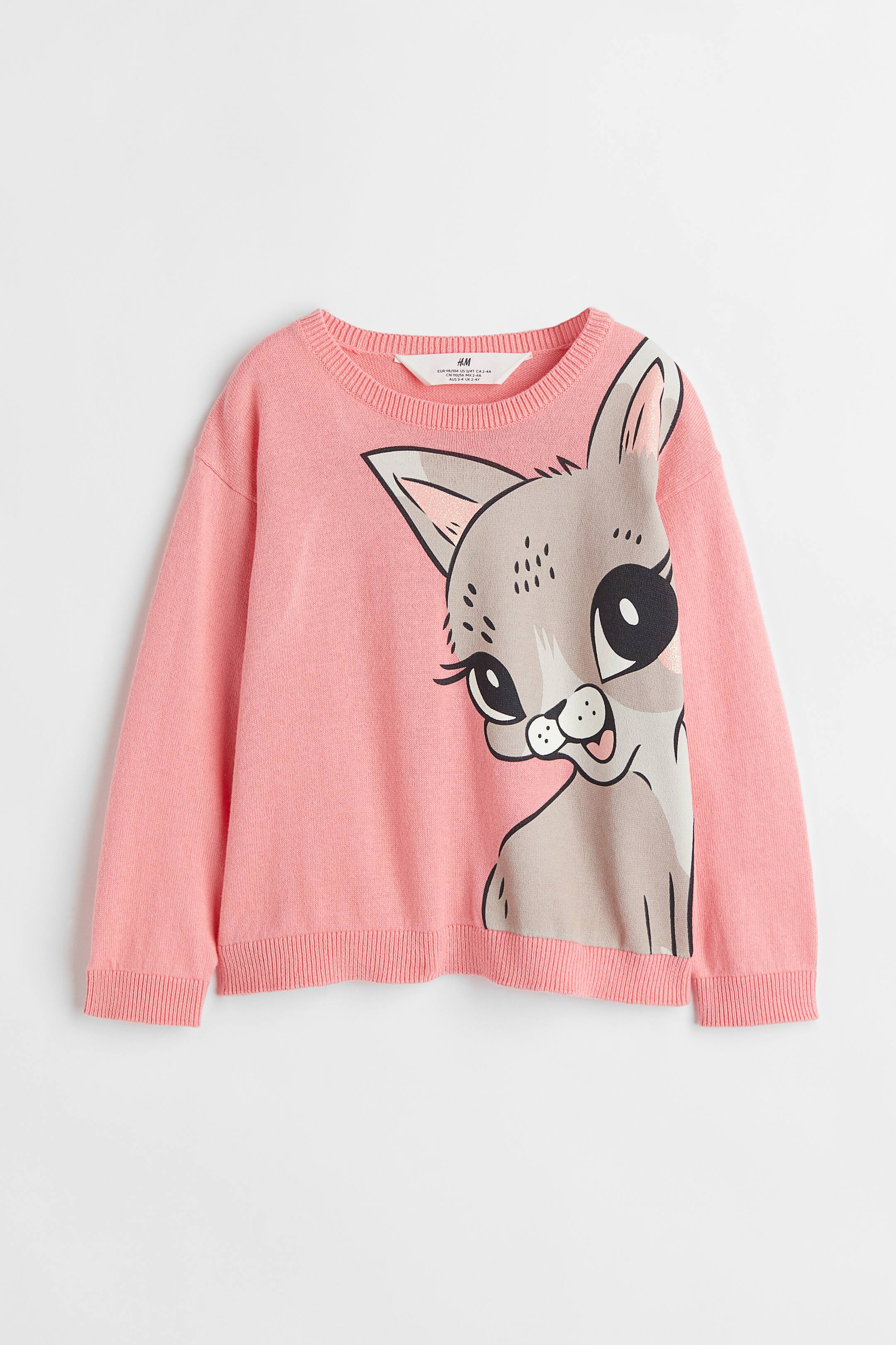 查看大圖: 棉質精織套衫 - 淺粉紅色/貓 - Kids | H&M 1